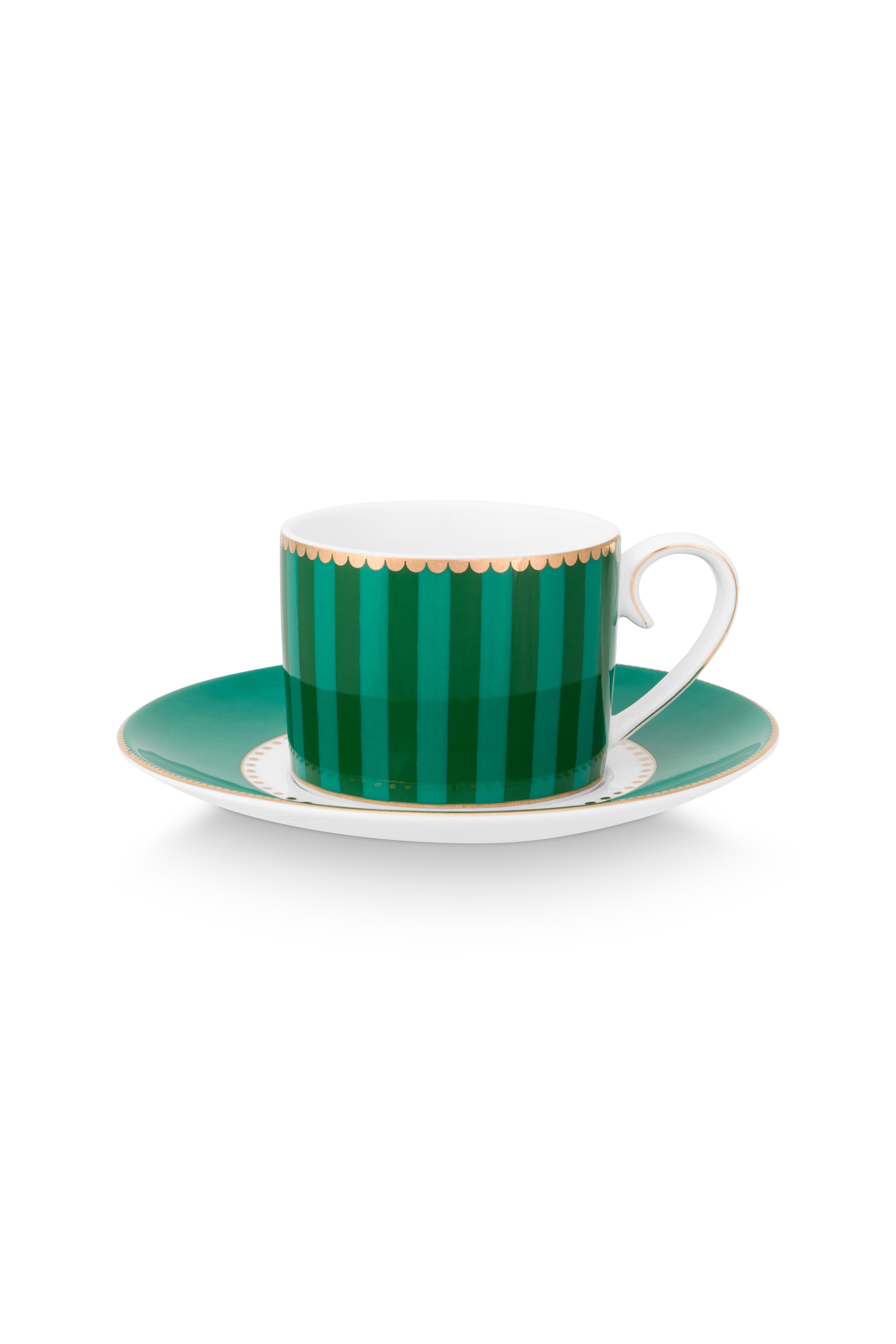 Набор чашек для эспрессо с блюдцами (4 пр.) Love Birds Stripes Emerald-Green ракурс 4