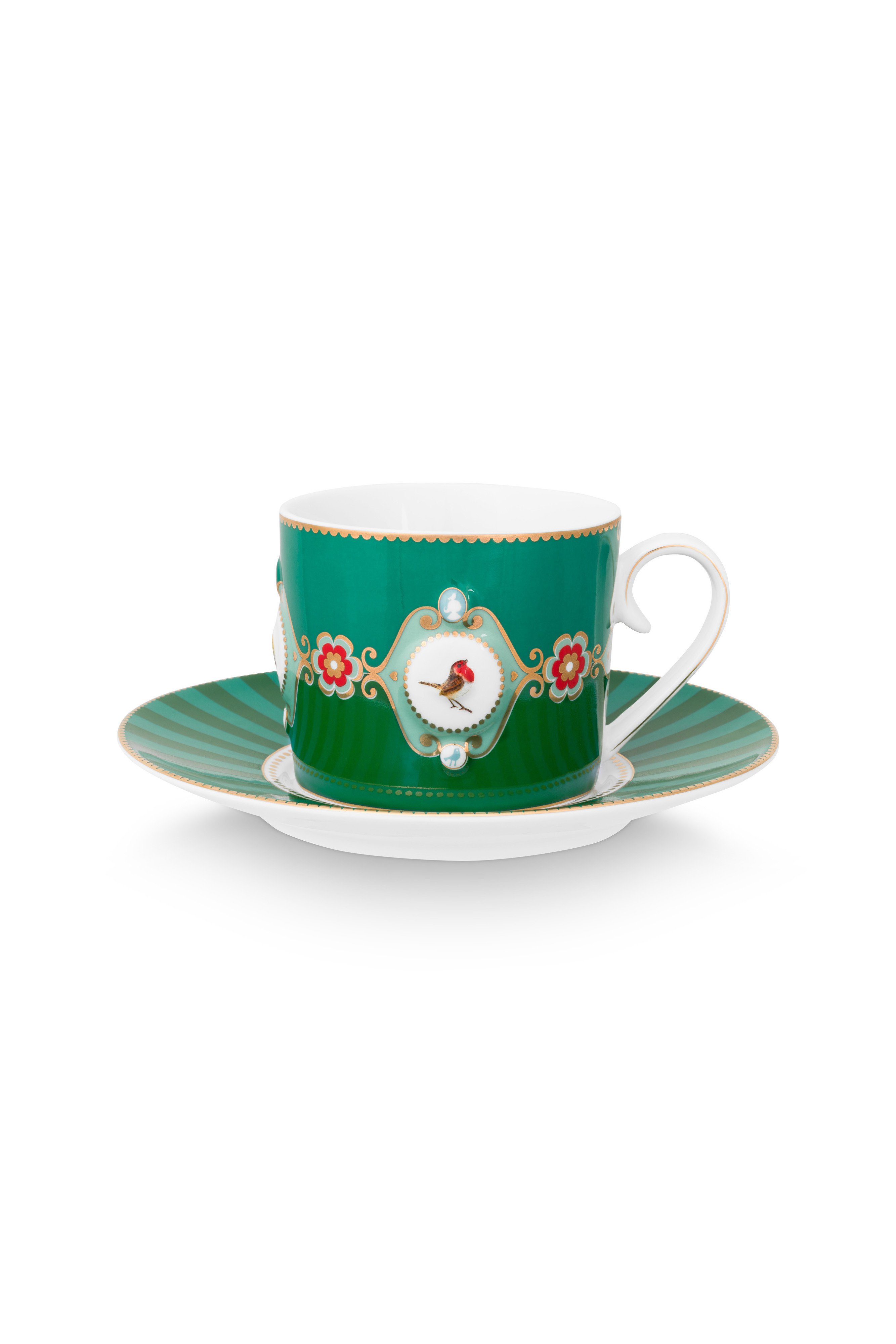 Набор чашек с блюдцами (4 пр.) Love Birds Medallion Emerald-Green ракурс 4