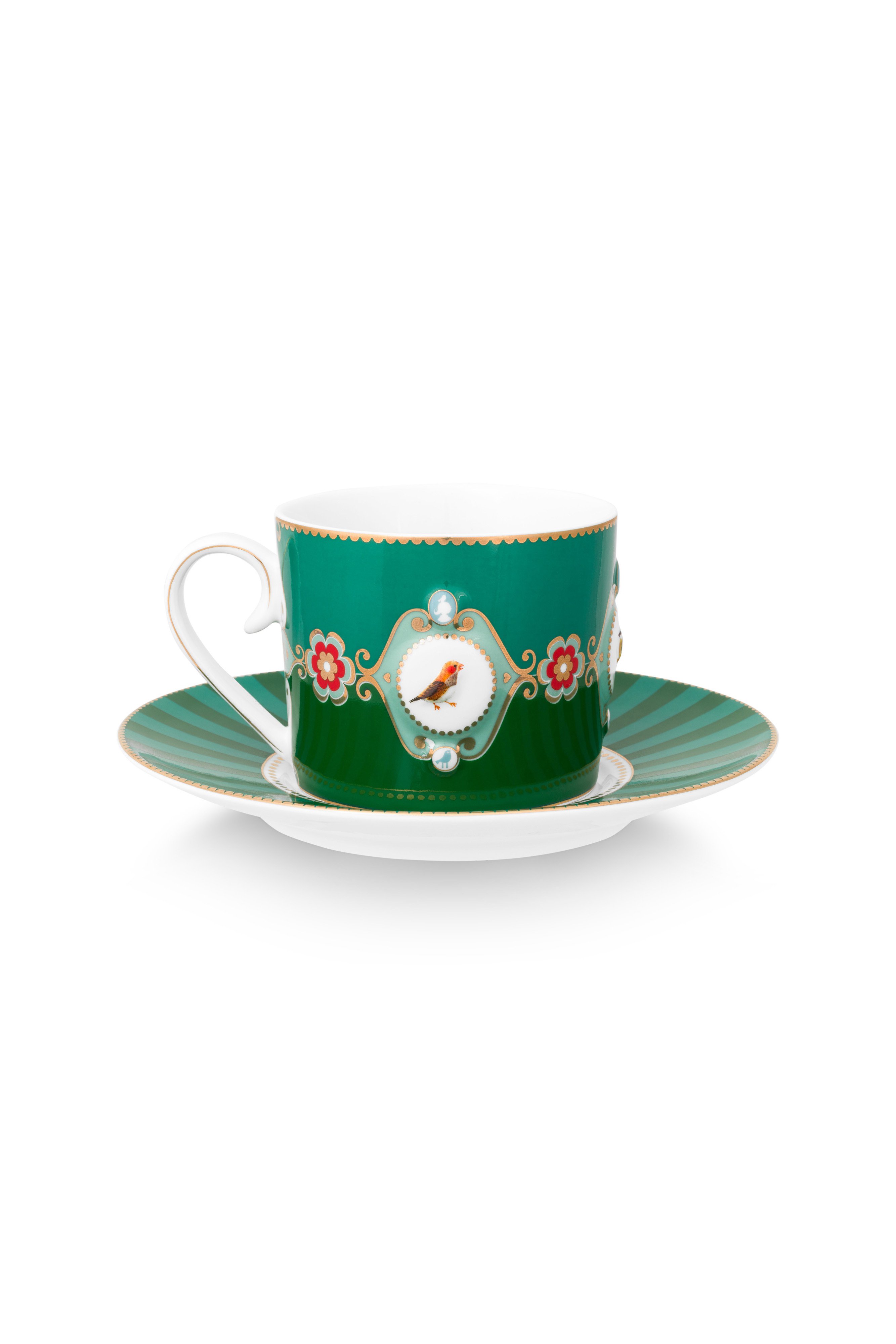 Набор чашек с блюдцами (4 пр.) Love Birds Medallion Emerald-Green ракурс 5