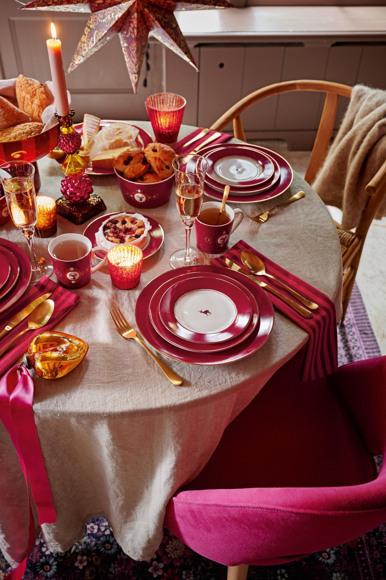 Набор кружек маленьких (2 шт.) Love Birds Medallion Deer Dark Red, 190 мл