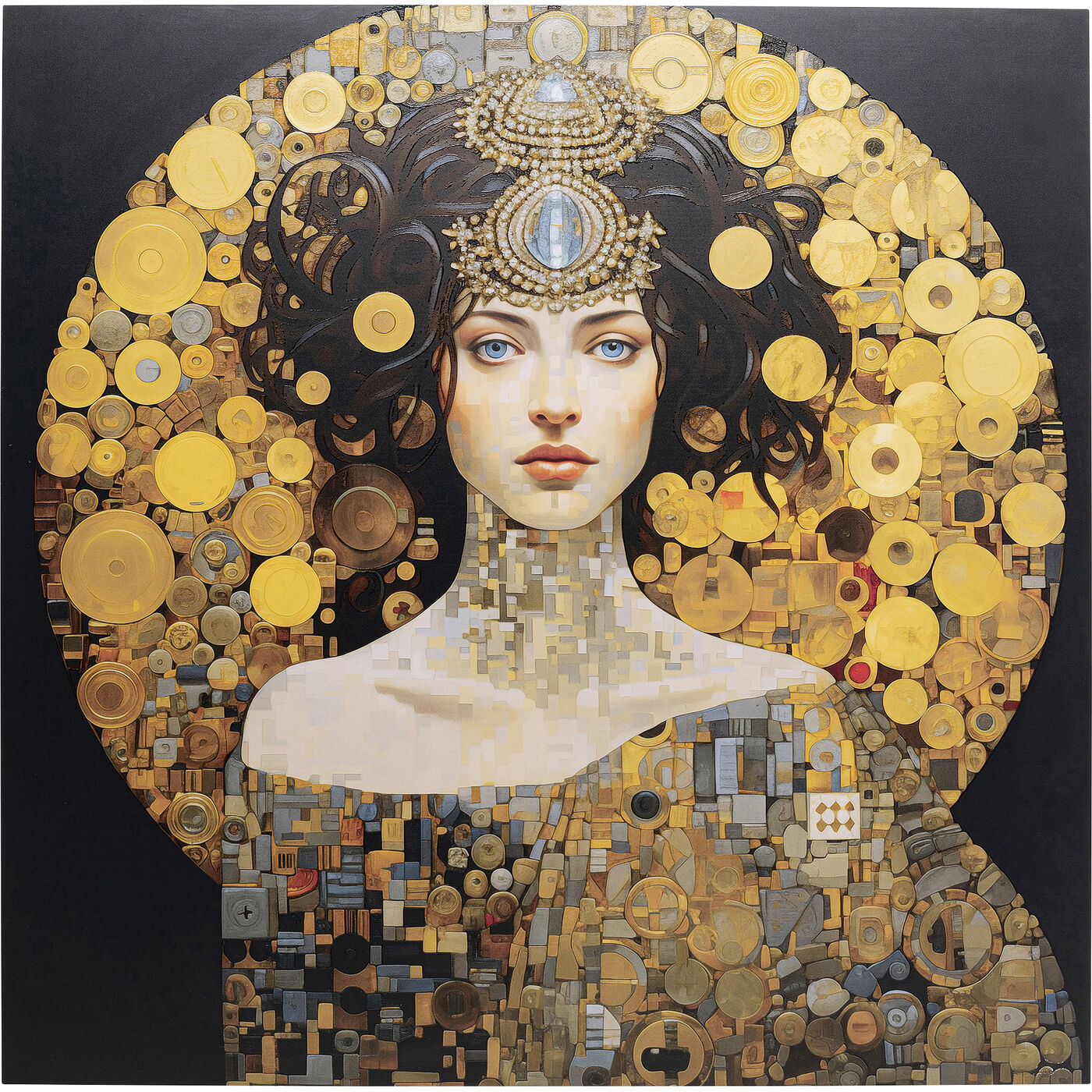 Картина стеклянная Art Nouveau Lady 3D, 80x80 см