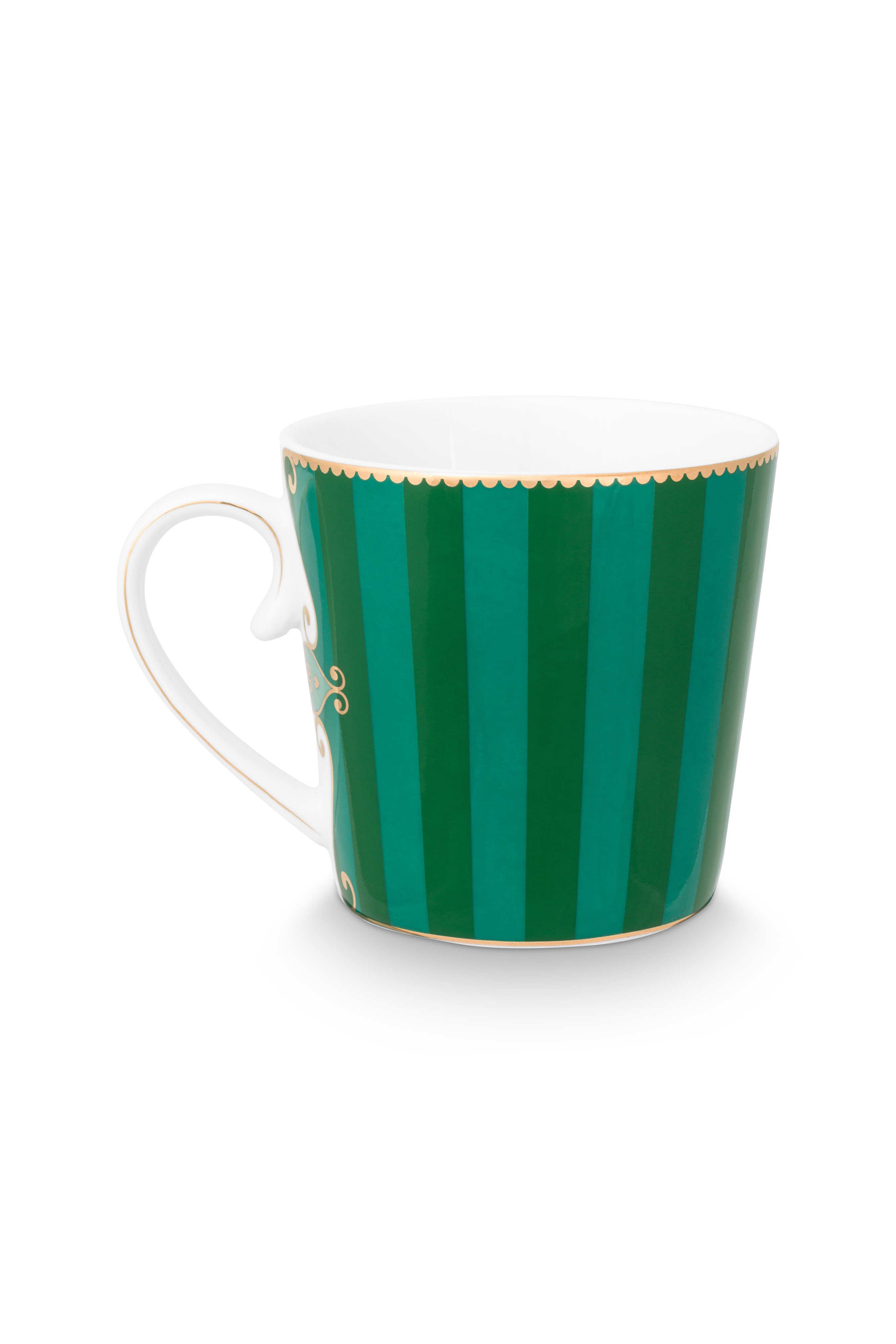 Набор предметов для чаепития Love Birds Stripes Emerald-Green (кружка 300 мл, блюдце для чайных пакетиков, ситечко для чая) ракурс 6