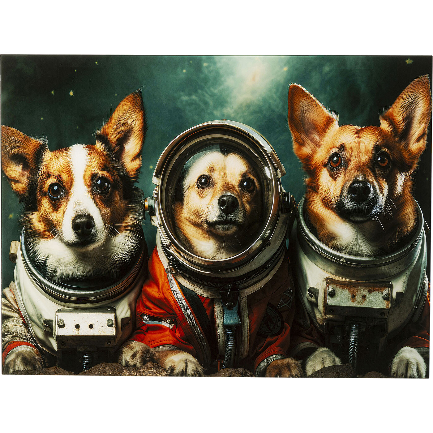 Картина стеклянная Astronauts Dogs, 80x60 см