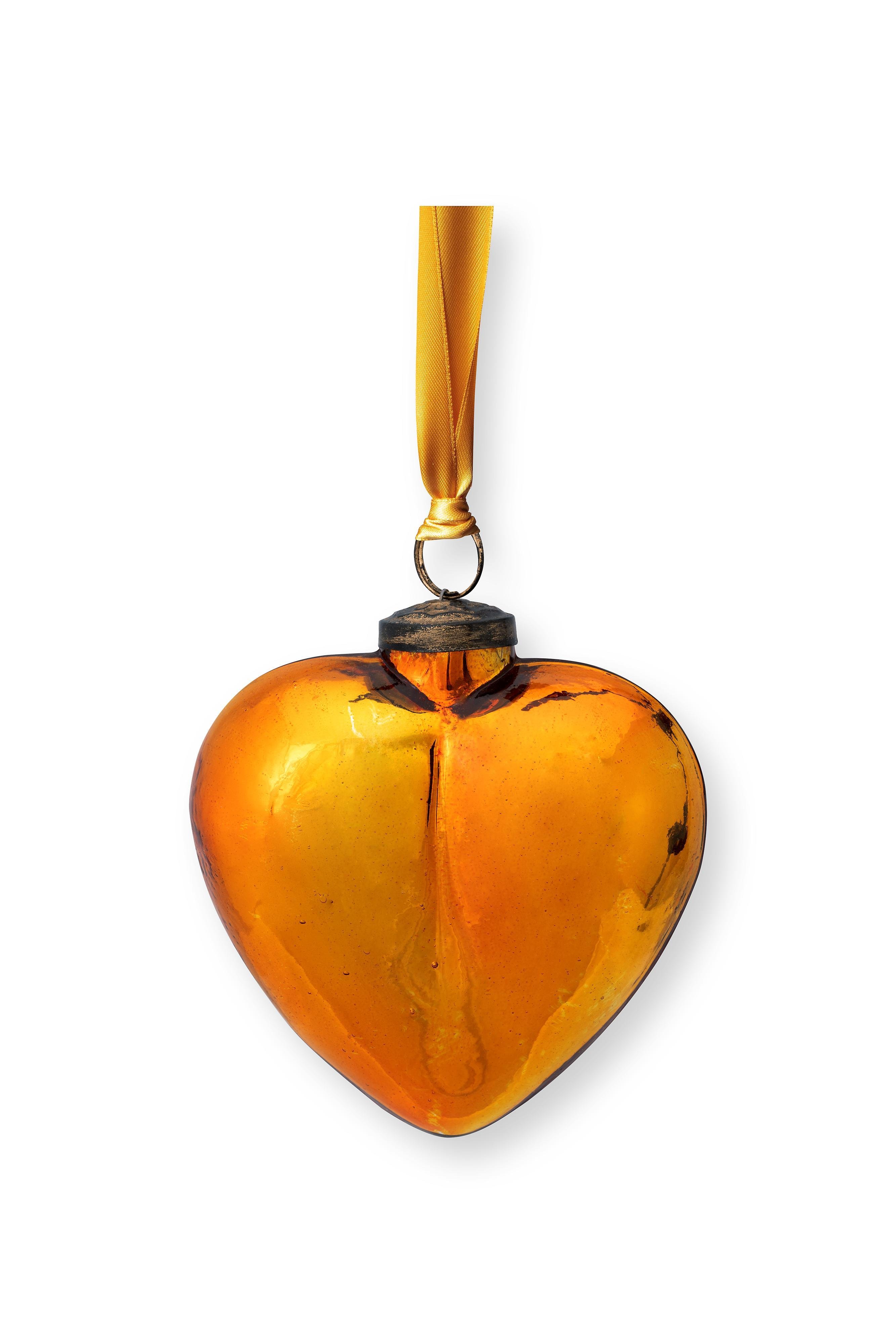 Украшение елочное в форме сердца Glass Heart Yellow, 12,5 см