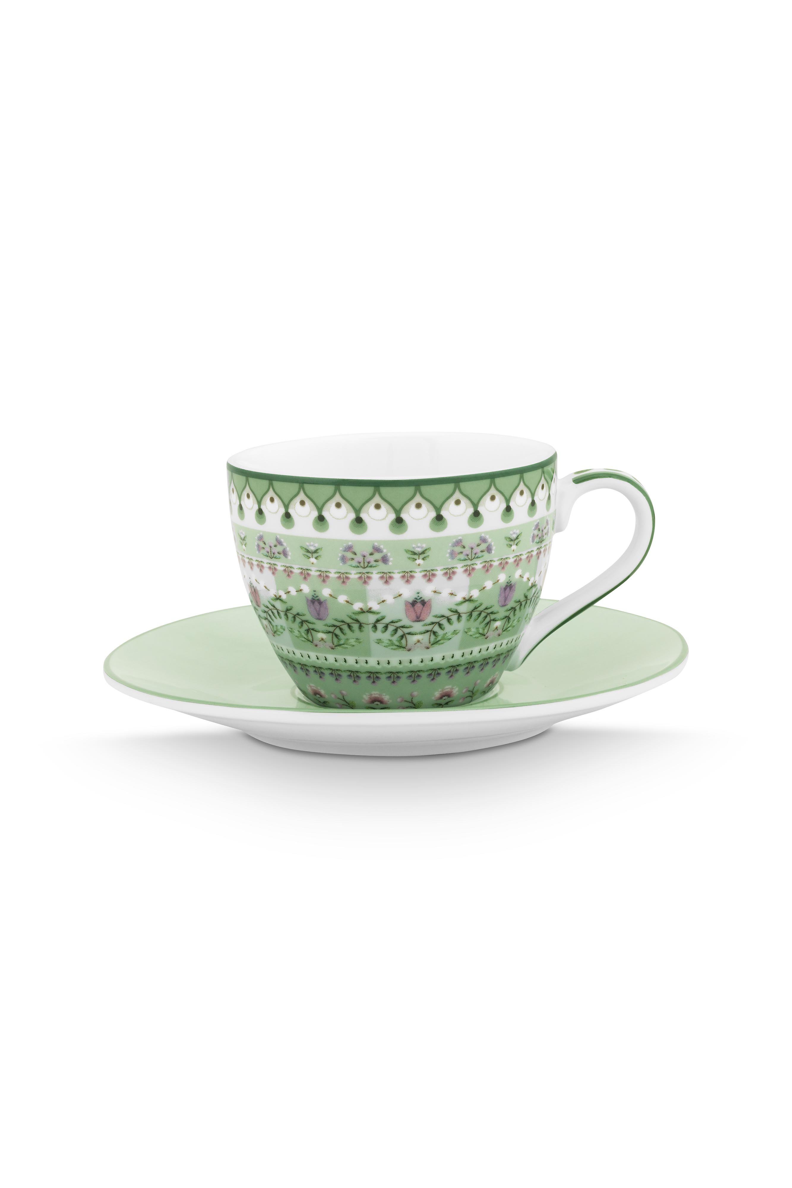 Набор чашек для эспрессо с блюдцами (4 пр.) Lily&Lotus Light Green ракурс 3
