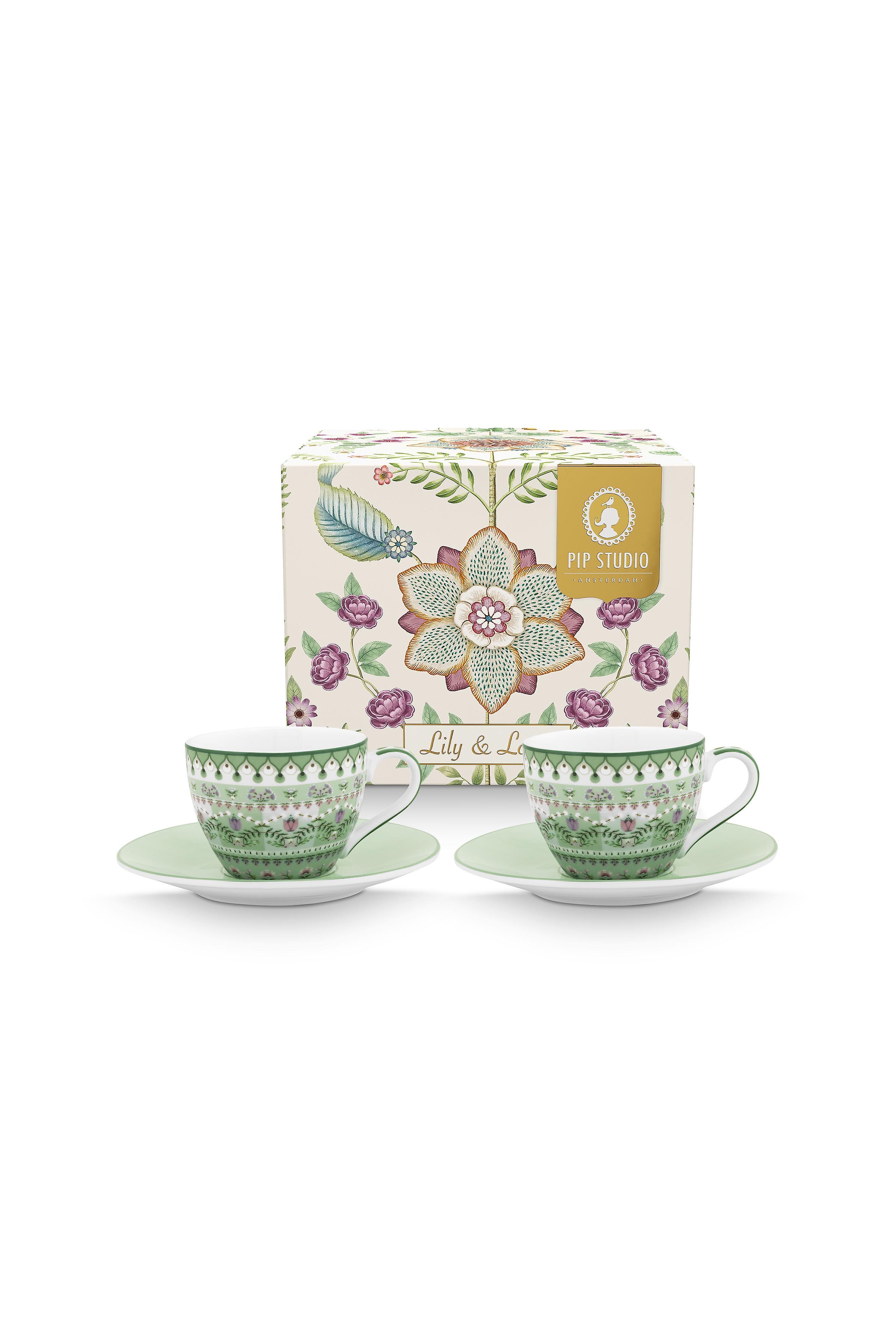 Набор чашек для эспрессо с блюдцами (4 пр.) Lily&Lotus Light Green ракурс 2