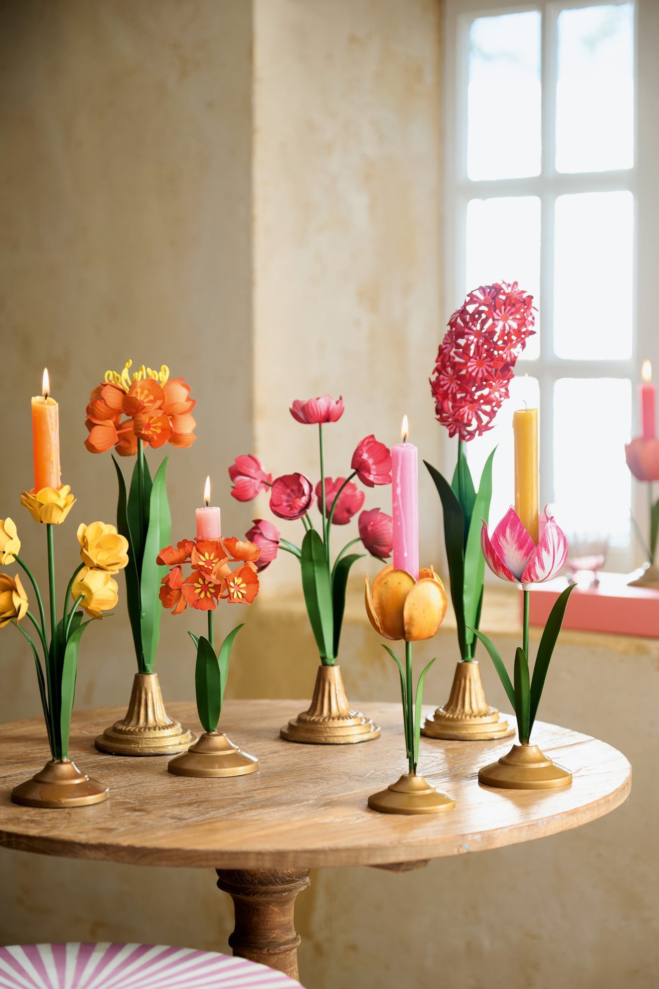 Подсвечник Metal Tulip Yellow, 21 см