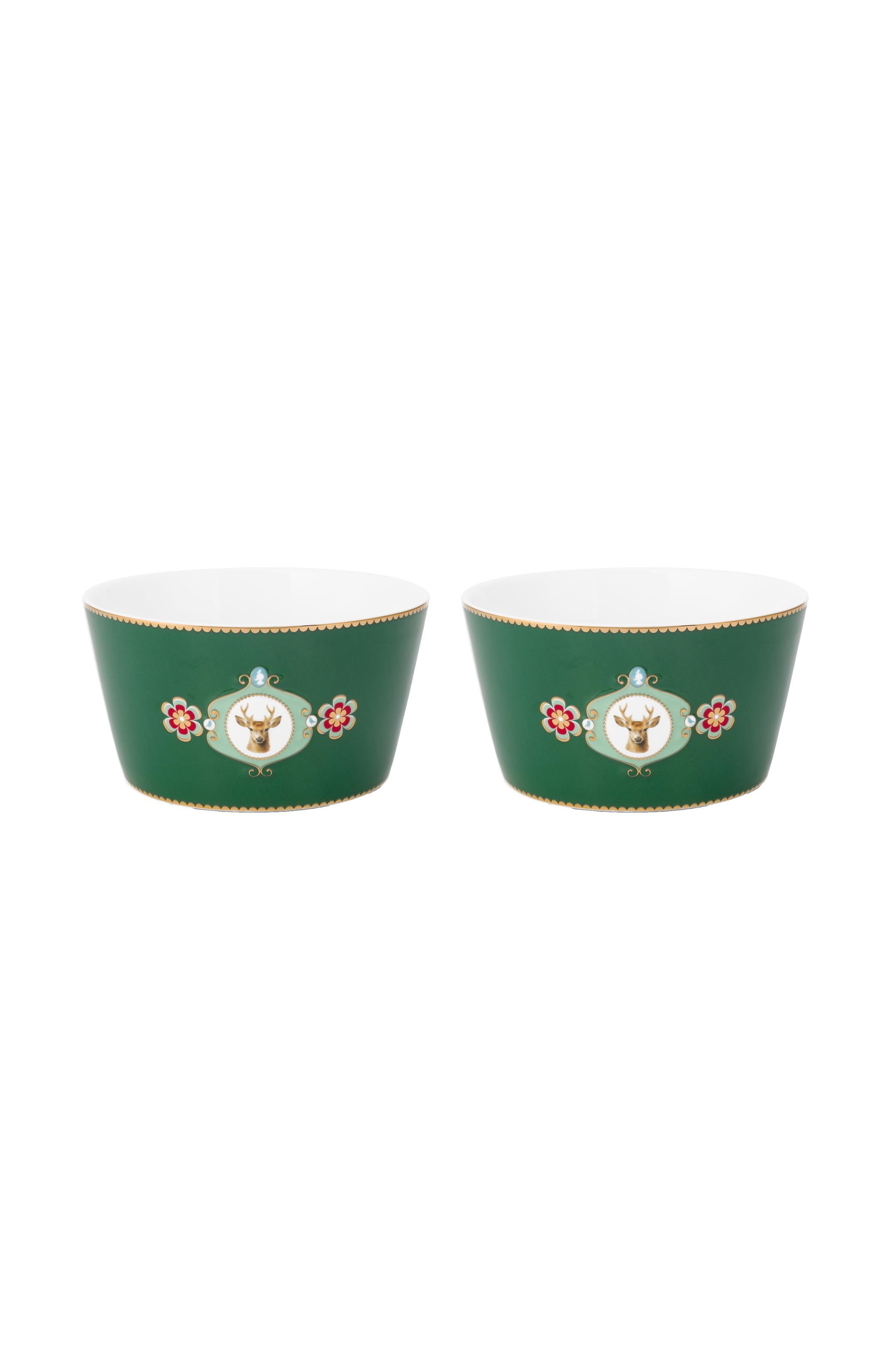Набор пиал (2 шт.) Love Birds Medallion Deer Dark Green ракурс 2