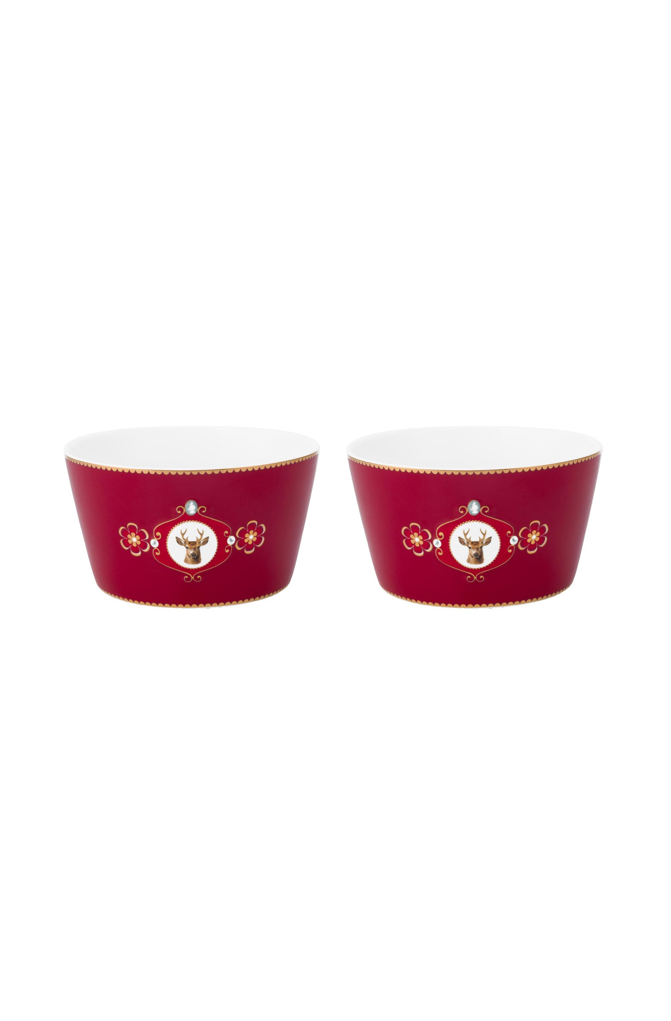 Набор пиал (2 шт.) Love Birds Medallion Deer Dark Red ракурс 2