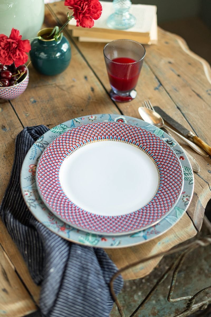 Набор тарелок (2 шт. по Ø26,5 см) Flower Festival Scallop Red-Light Blue
