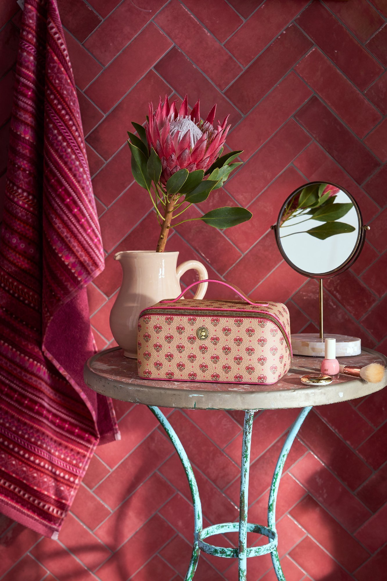 Косметичка средняя Cyrille Jaipur Flower Sand-Pink, 4,5 л, 23,5х10,5х11 ракурс 4
