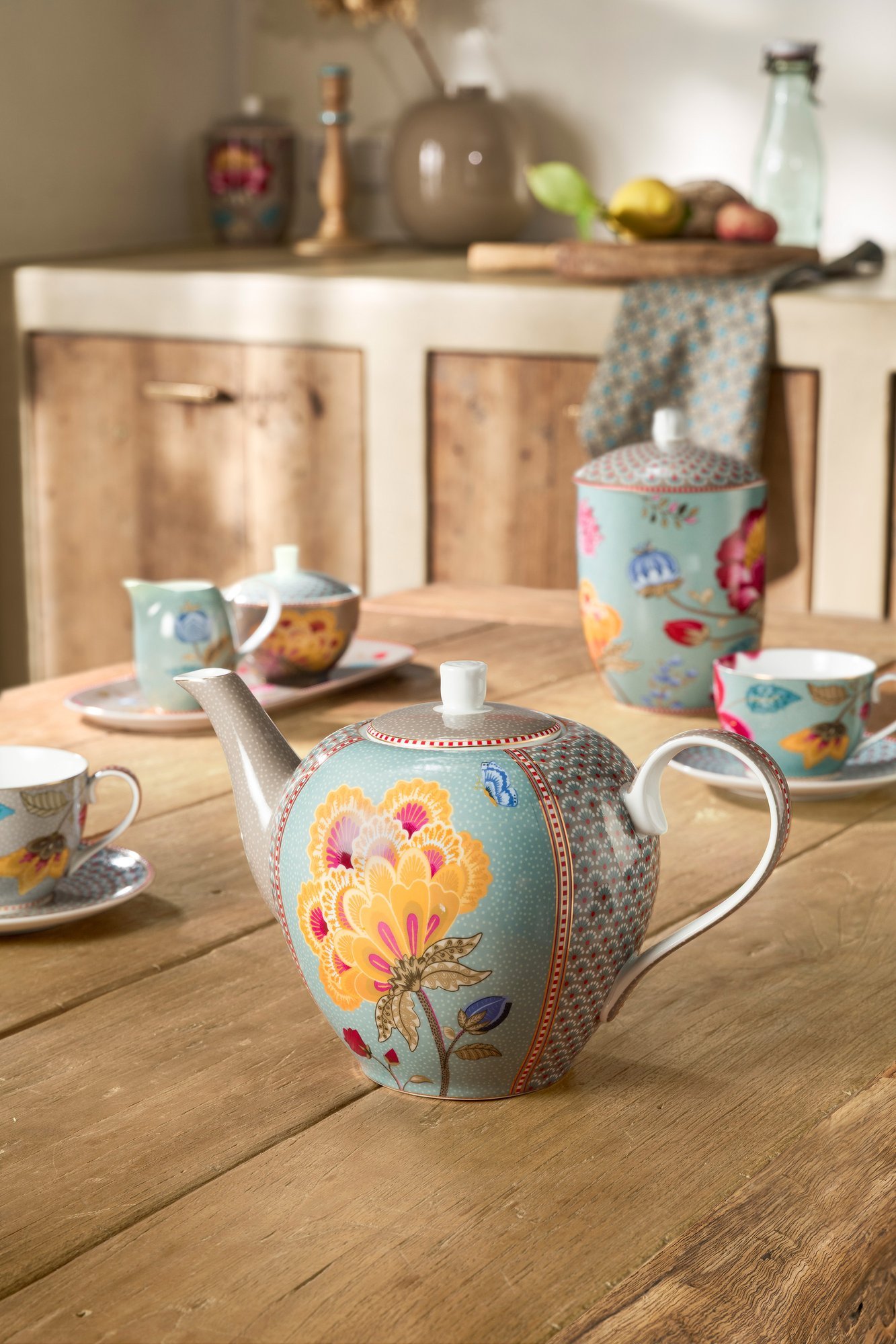 Чайник заварочный большой Blooming Tales Fantasy Khaki-Blue, 1,6 л