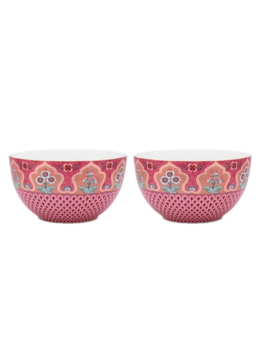 Набор пиал (2 шт. по Ø18 см) Flower Festival Scallop Deco Dark Pink ракурс 2