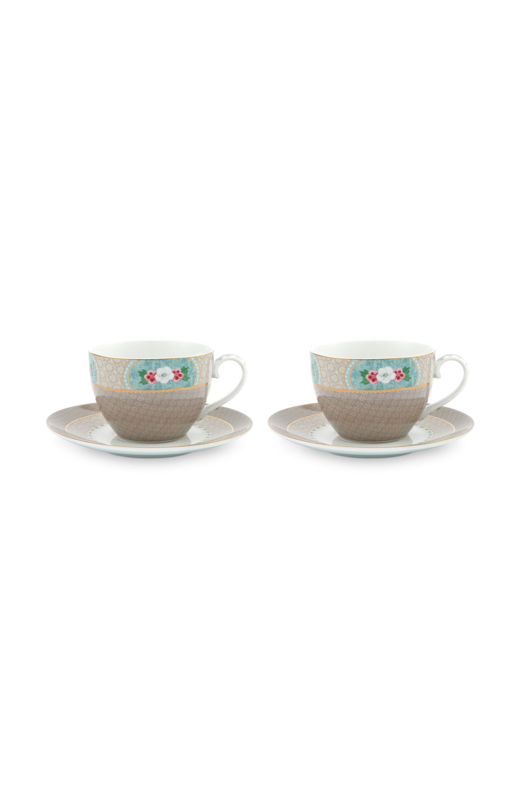 Набор чашек с блюдцами (4 пр.) Blushing Birds Khaki, 300 мл