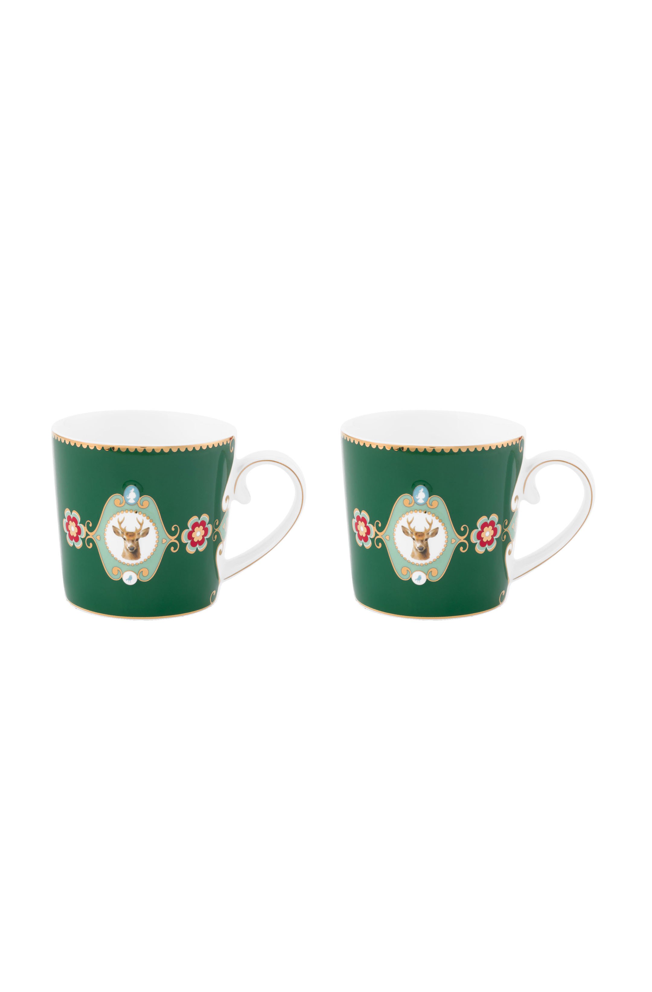Набор кружек маленьких (2 шт.) Love Birds Medallion Deer Dark Green ракурс 2