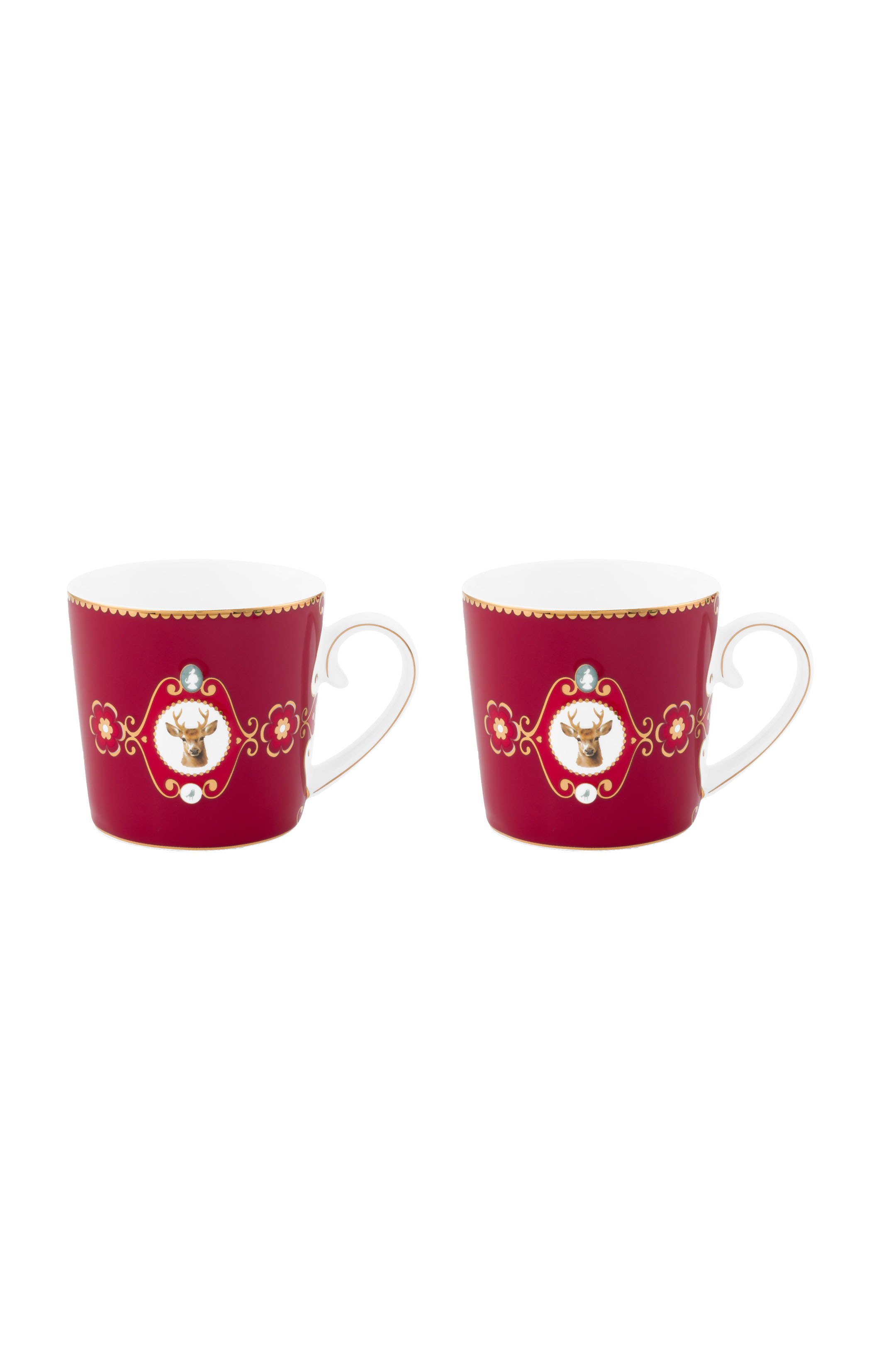 Набор кружек маленьких (2 шт.) Love Birds Medallion Deer Dark Red ракурс 2