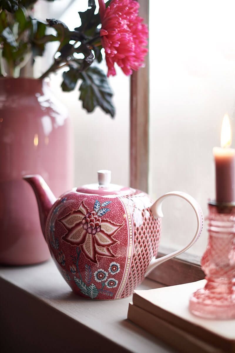 Чайник заварочный большой Flower Festival Dark Pink, 1,6 л