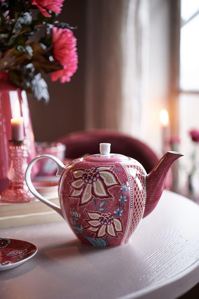 Чайник заварочный большой Flower Festival Dark Pink ракурс 5