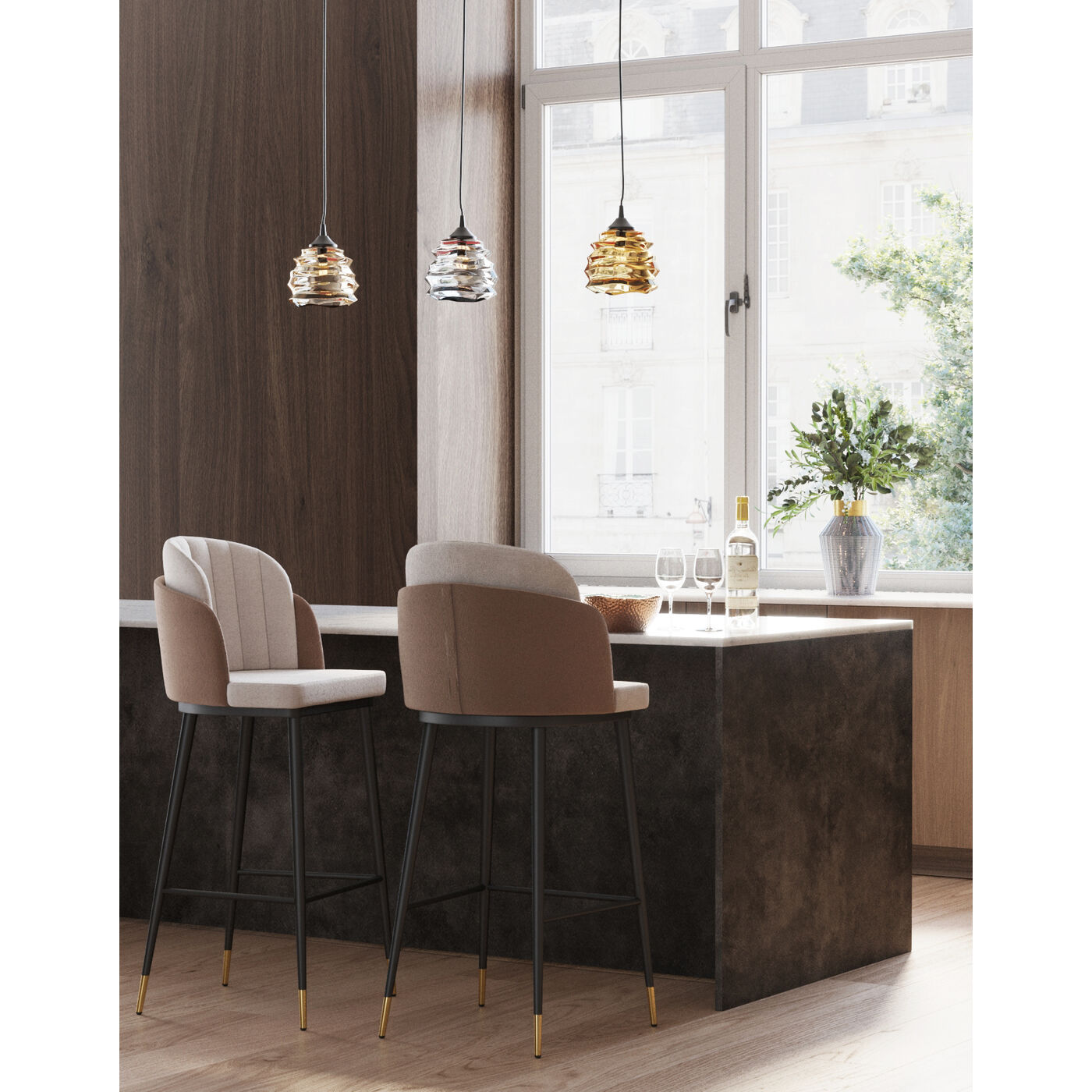 Стул барный Hojas Beige ракурс 10