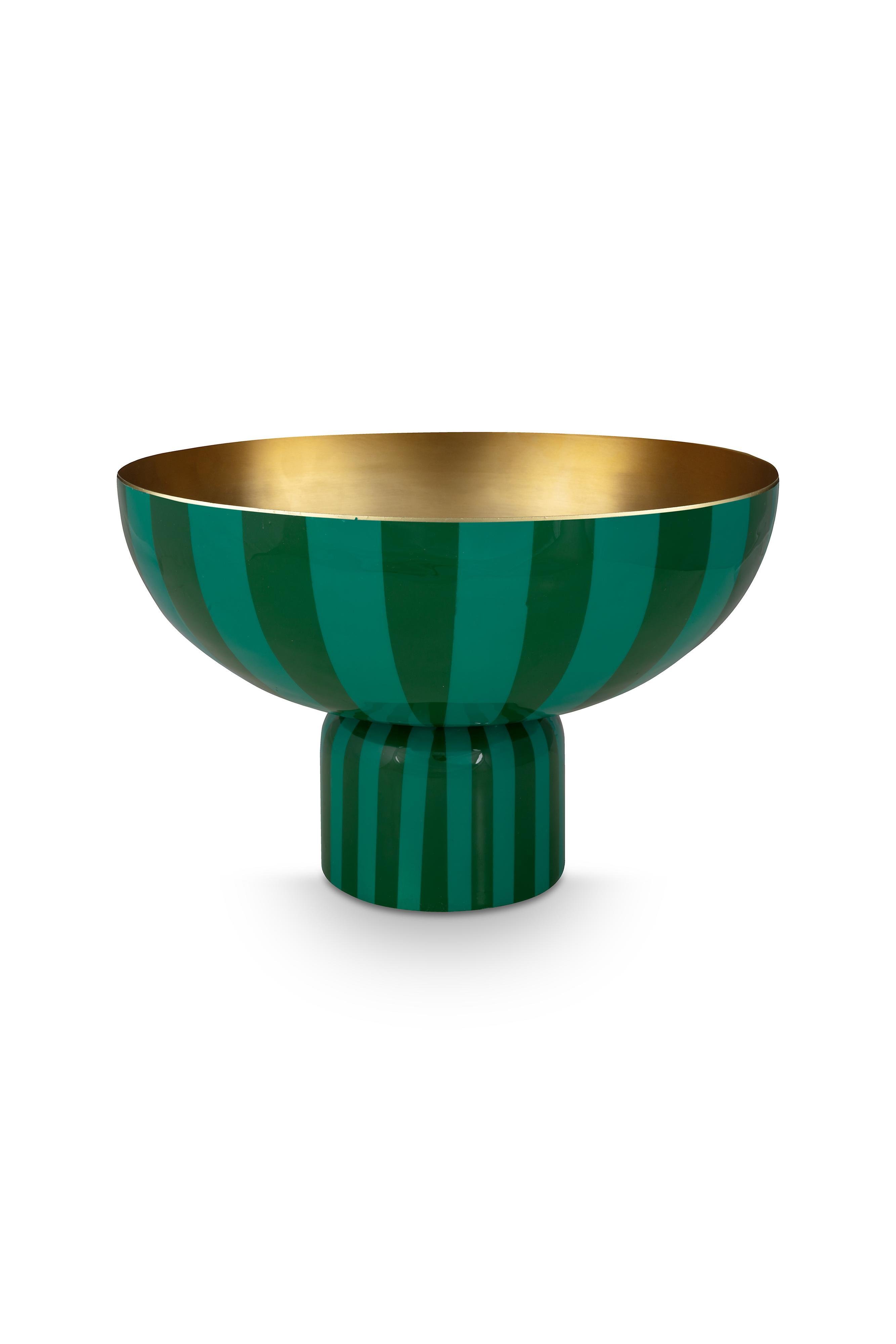 Поднос на ножке Metal Stripes Green ракурс 2