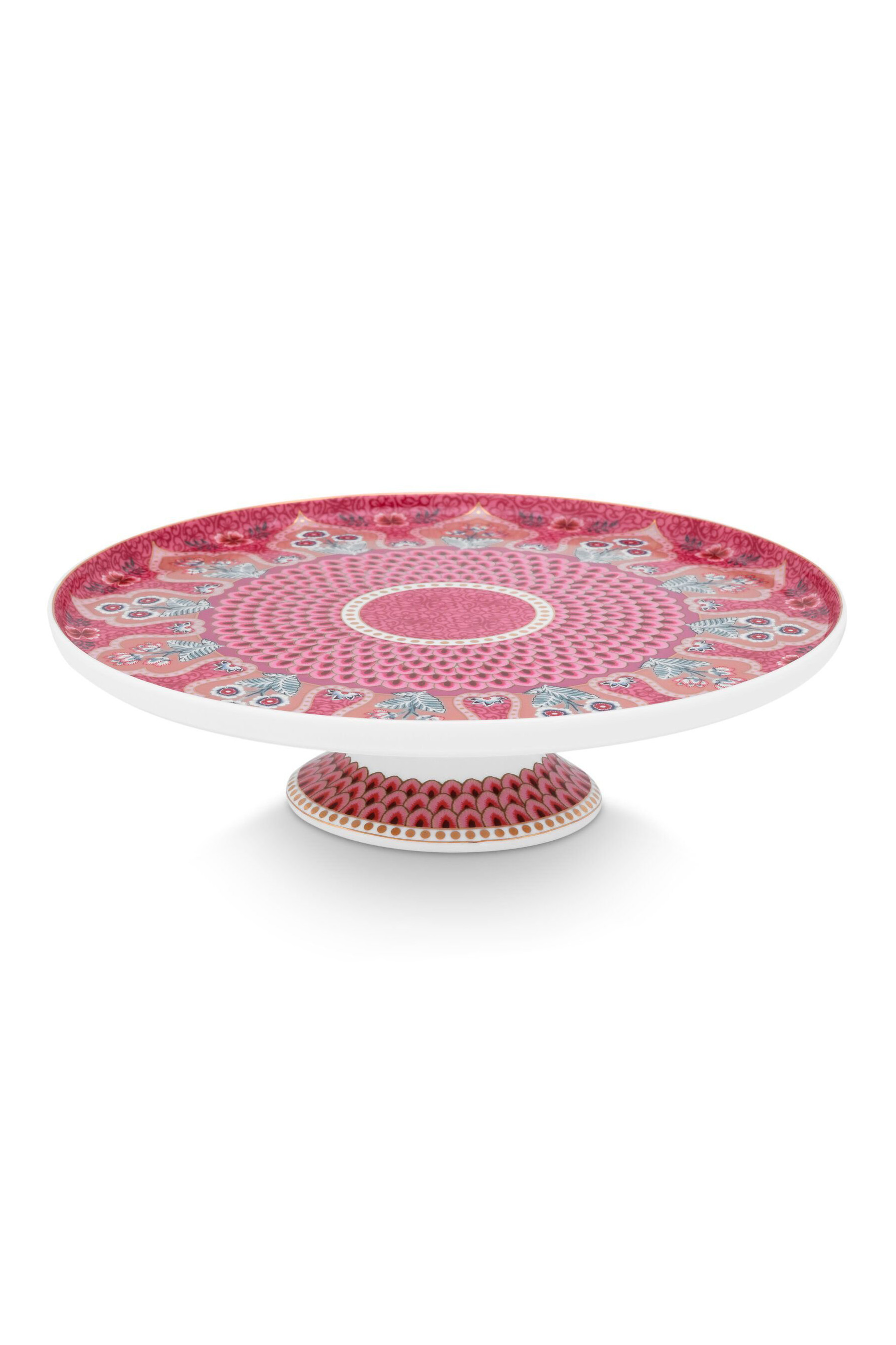 Блюдо для торта на ножке Flower Festival Scallop Deco Dark Pink ракурс 2