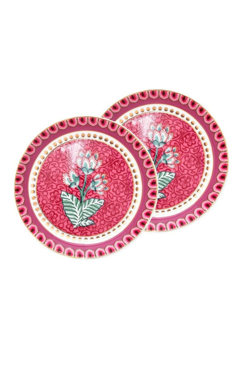 Набор блюдец для чайных пакетиков (2 шт. по Ø9 см) Flower Festival Dark Pink ракурс 2