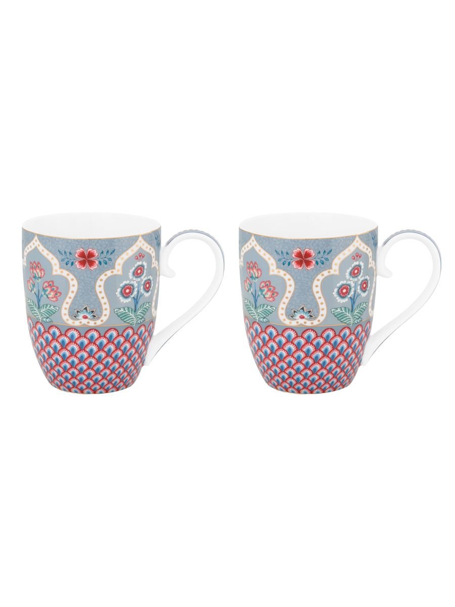 Набор кружек XL (2 шт. по 450 мл) Flower Festival Scallop Deco Light Blue ракурс 2