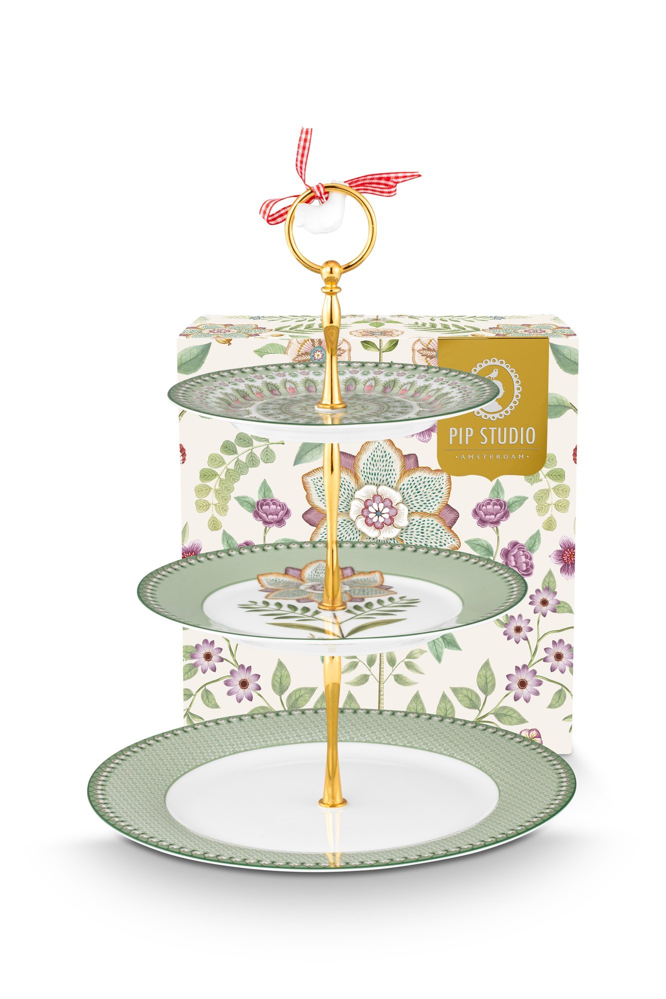 Блюдо для сладостей трехуровневое Lily&Lotus Light Green ракурс 2