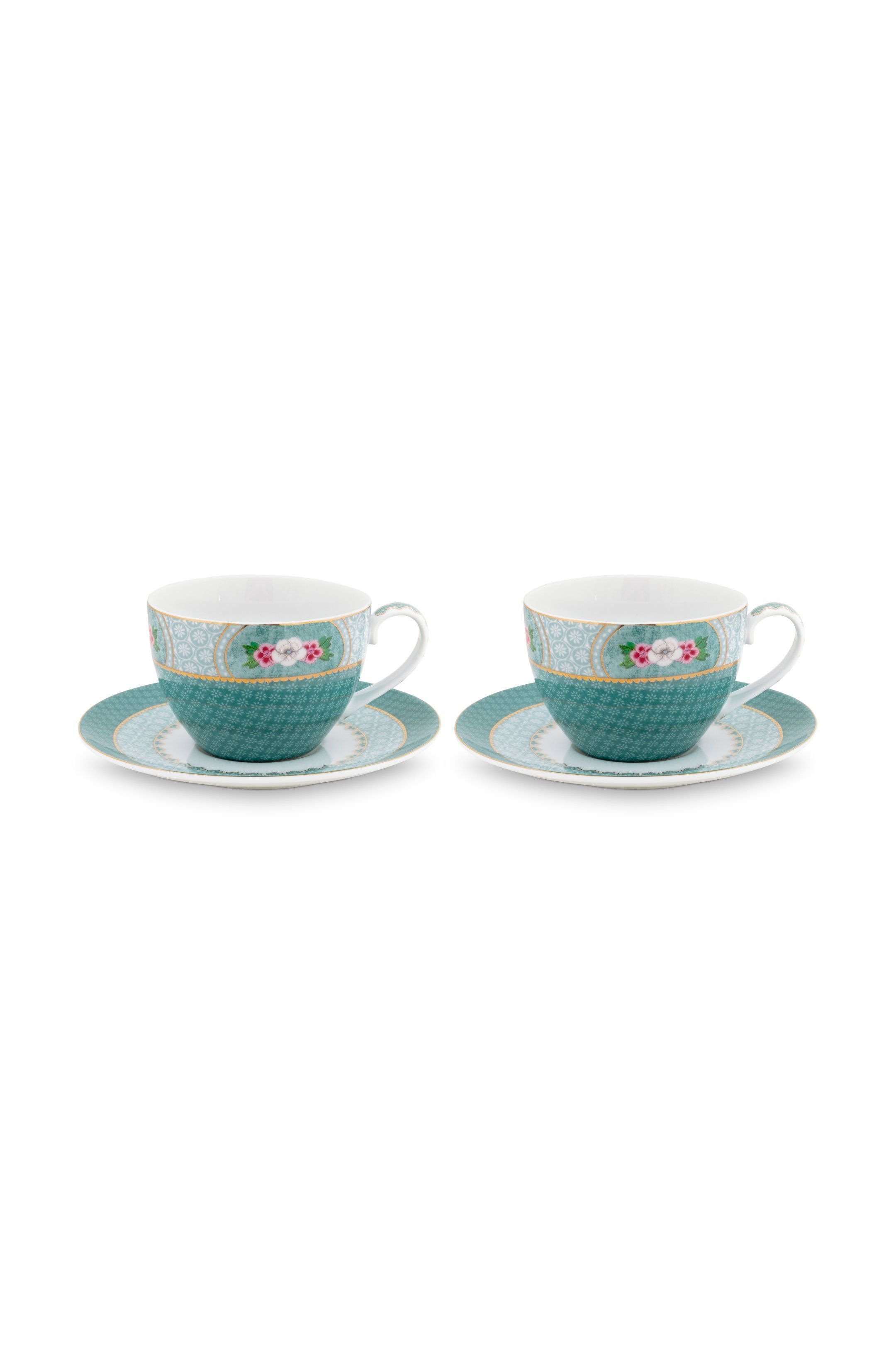 Набор чашек с блюдцами (4 пр.) Blushing Birds Blue, 300 мл