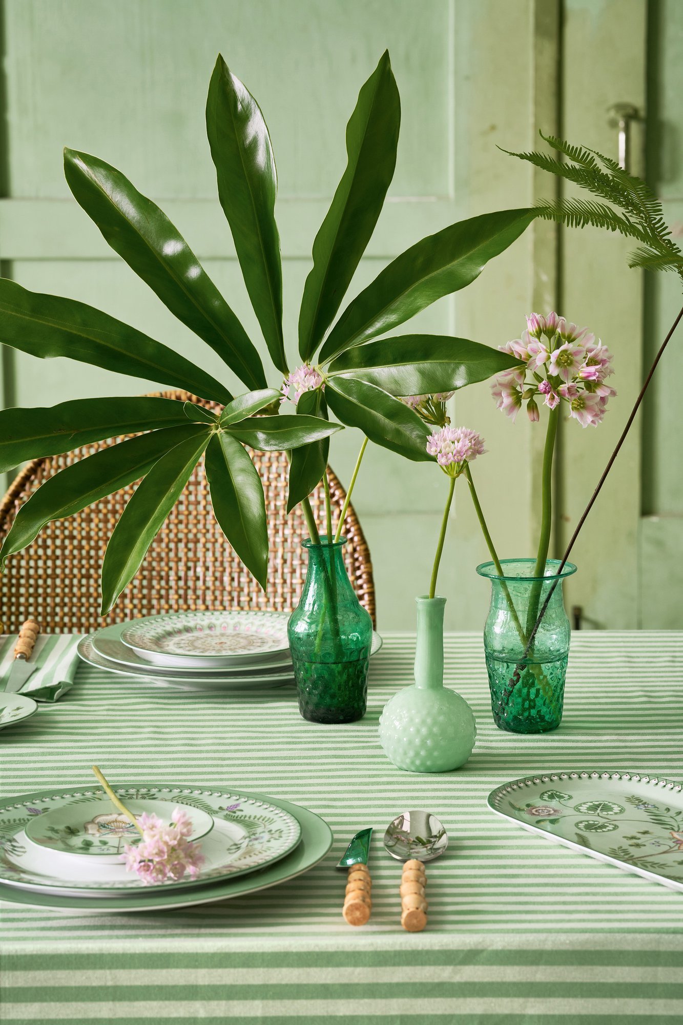 Набор ваз маленьких (3 шт.) Glass Blue-Green, Ø7х14 см, Ø8х14 см, Ø7х16 см