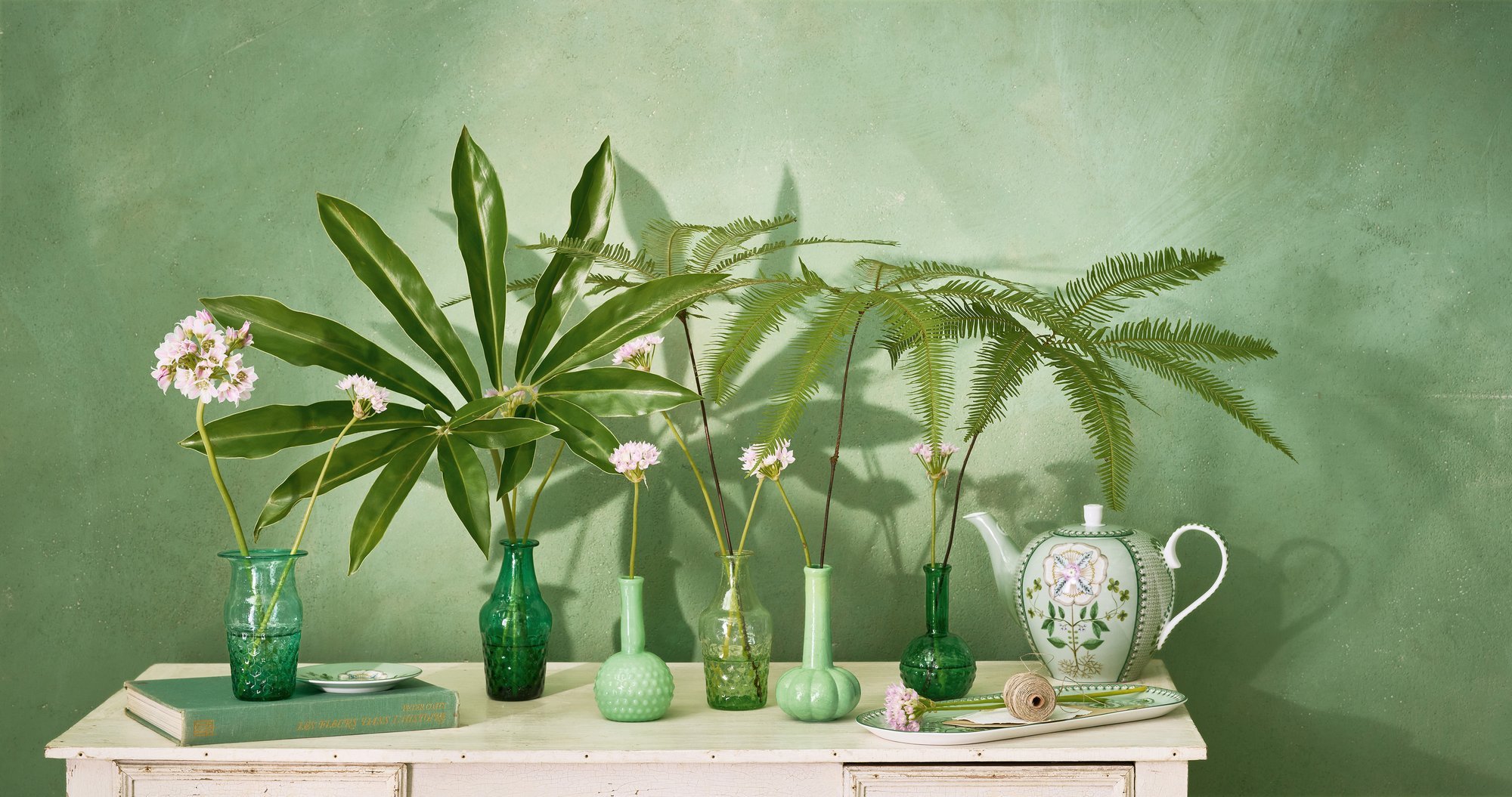 Набор ваз маленьких (3 шт.) Glass Blue-Green, Ø7х14 см, Ø8х14 см ракурс 12