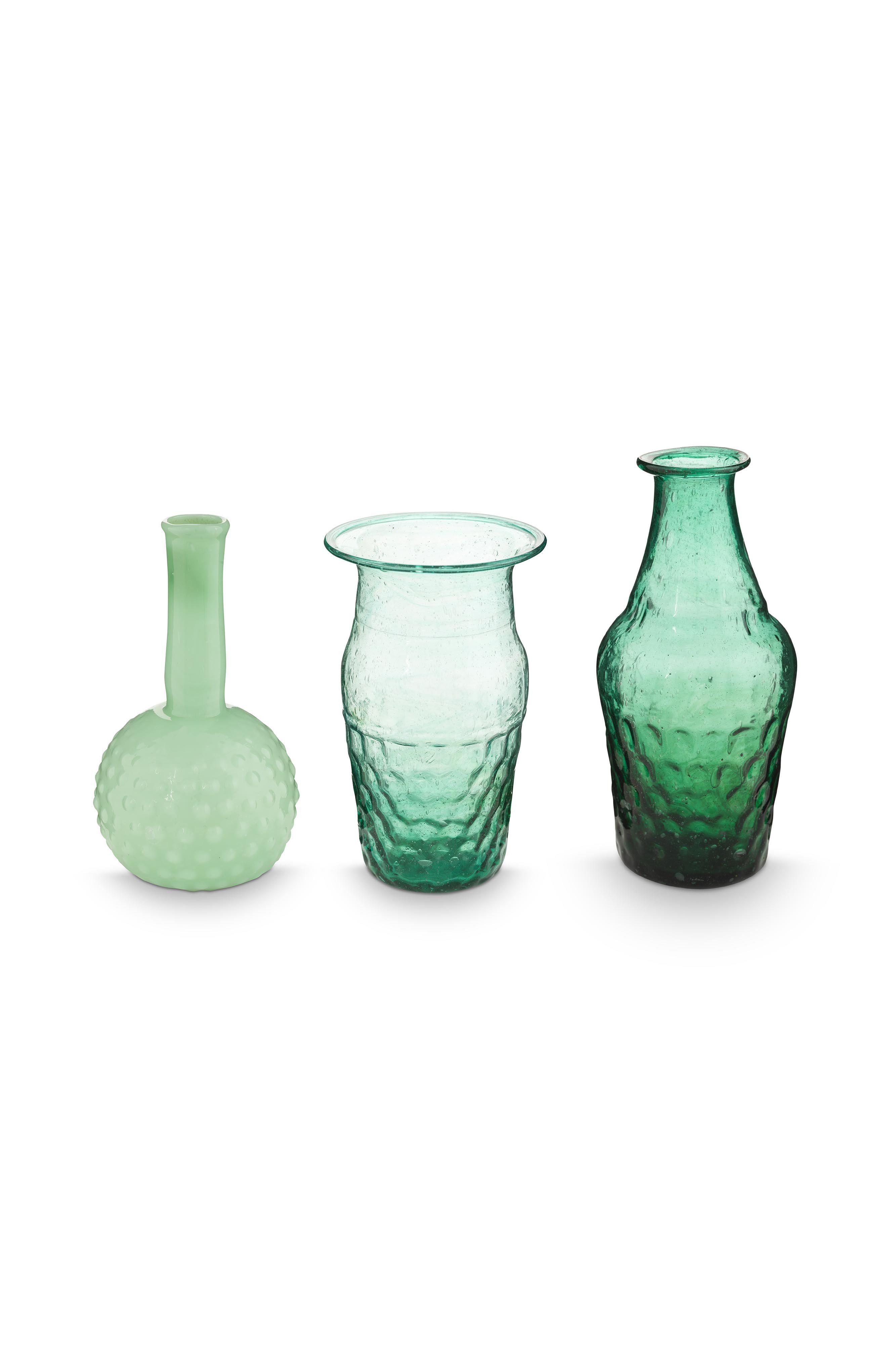 Набор ваз маленьких (3 шт.) Glass Blue-Green, Ø7х14 см, Ø8х14 см ракурс 2