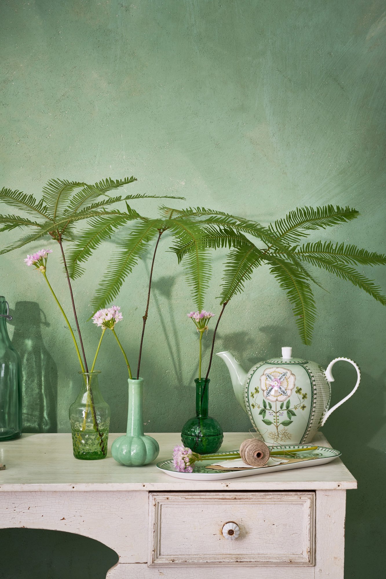 Набор ваз маленьких (3 шт.) Glass Soft Green, Ø8х13 см, Ø7х13 см, Ø7х16 см