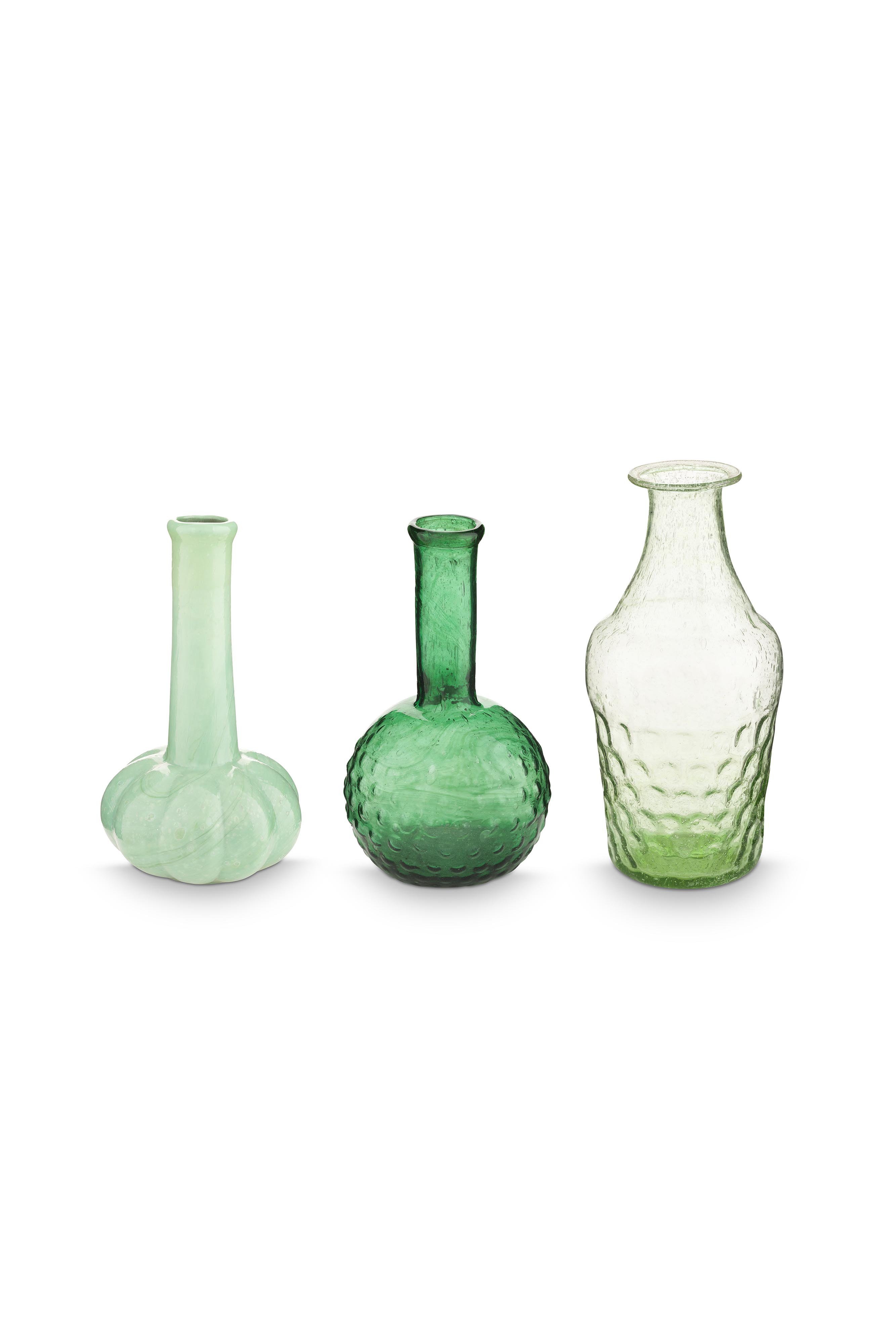 Набор ваз маленьких (3 шт.) Glass Soft Green, Ø8х13 см, Ø7х13 см ракурс 2