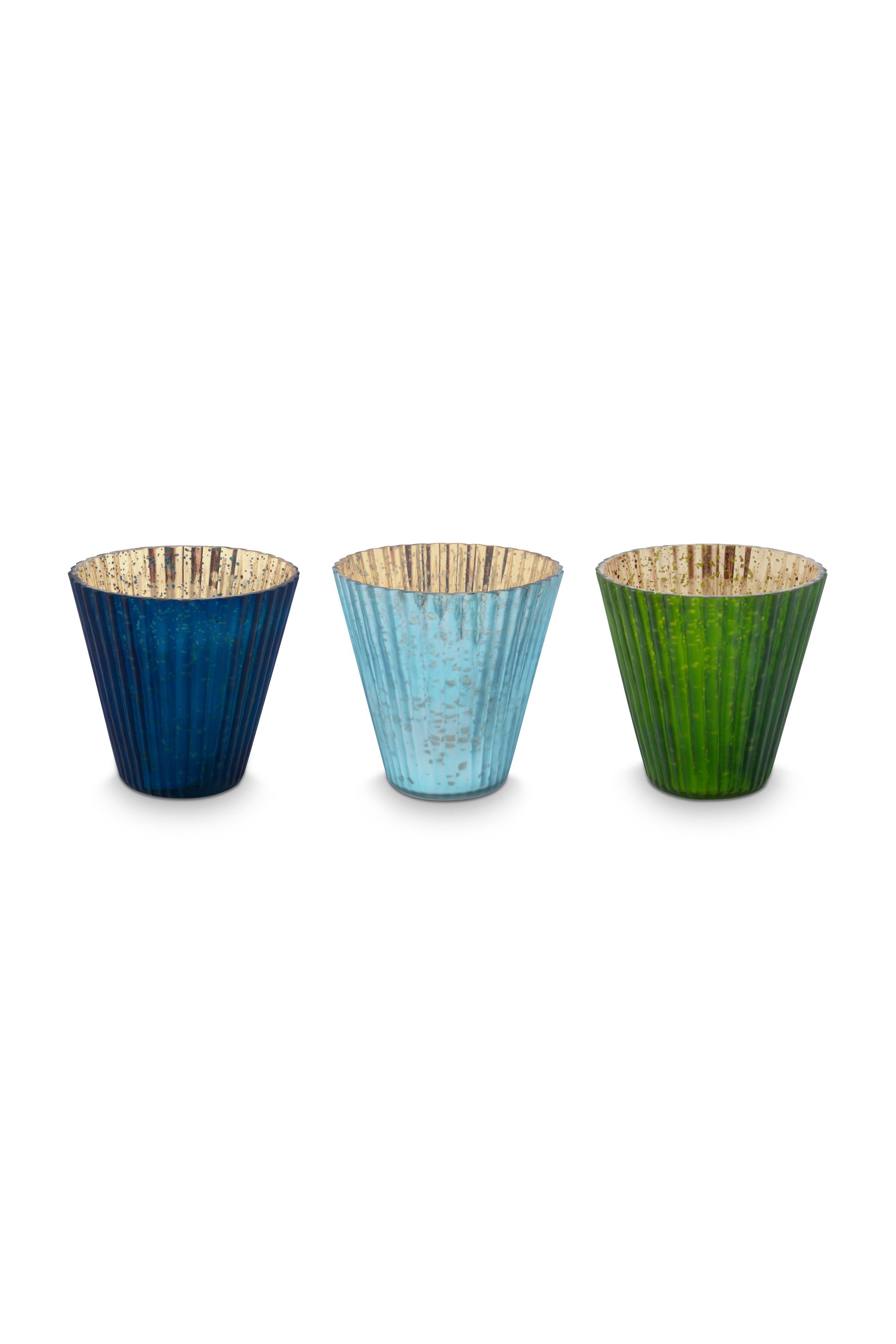 Набор (3 шт.) подсвечников средних Glass Blue ракурс 2