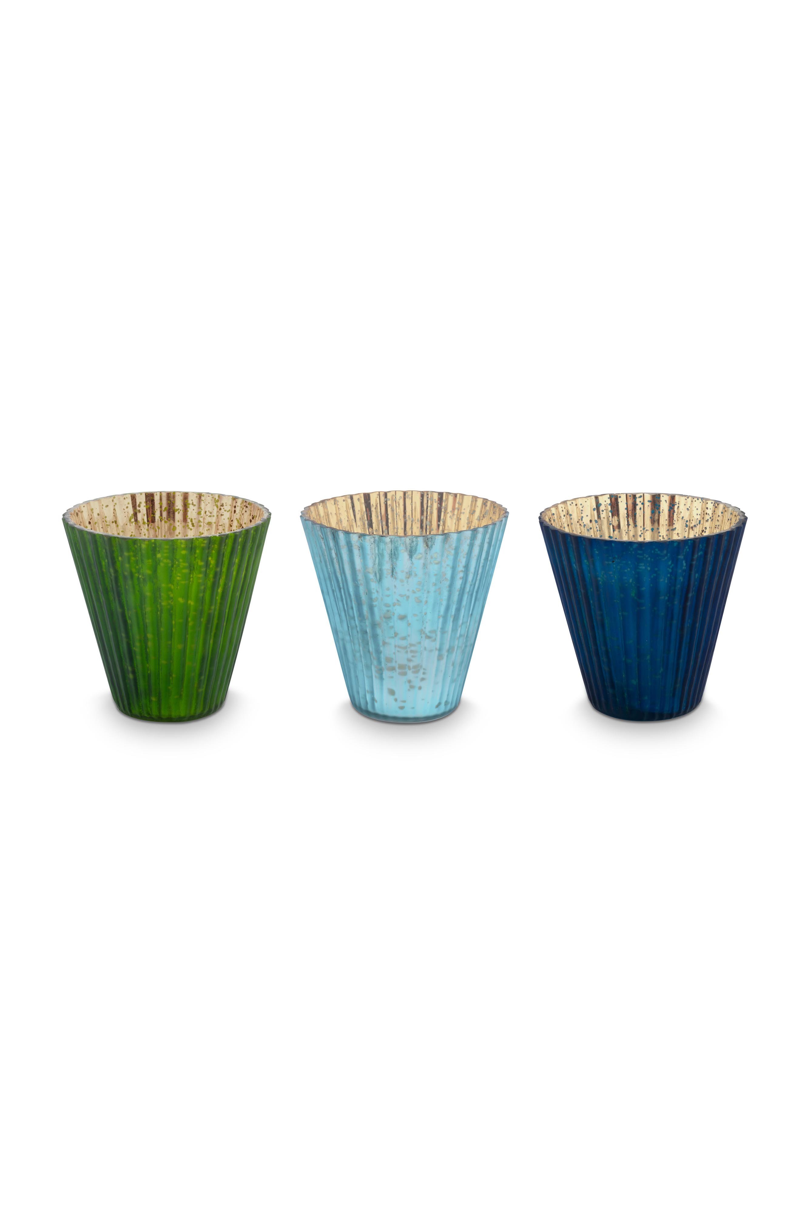 Набор (3 шт.) подсвечников средних Glass Blue ракурс 3