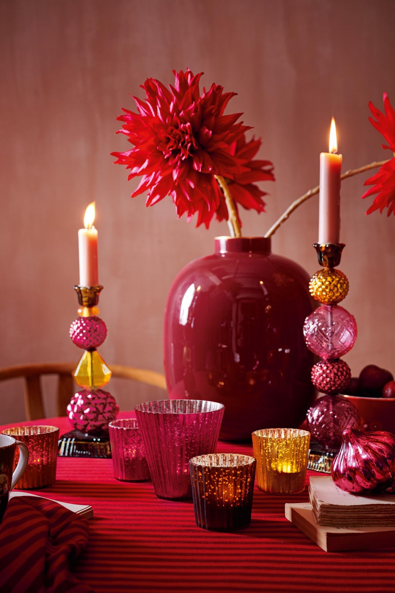 Набор (4 шт.) подсвечников маленьких Glass Red, 7х7 см