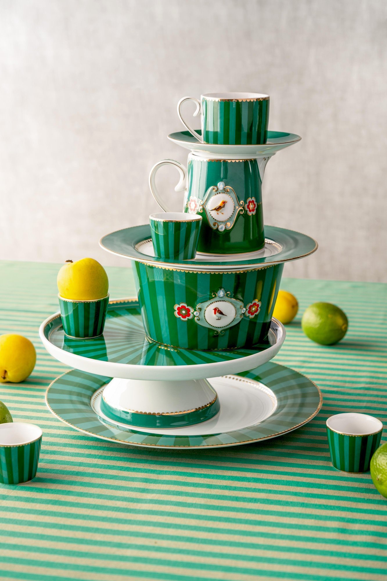 Набор пиал (2 шт. по Ø15 см) Love Birds Medallion Stripes Emerald-Green ракурс 5