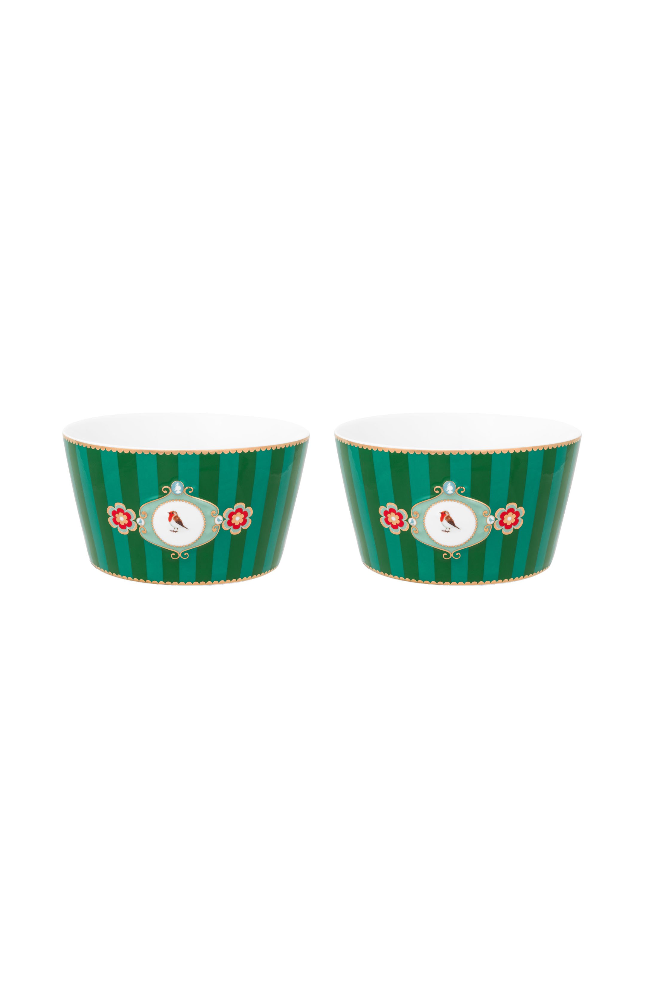 Набор пиал (2 шт. по Ø15 см) Love Birds Medallion Stripes Emerald-Green ракурс 2