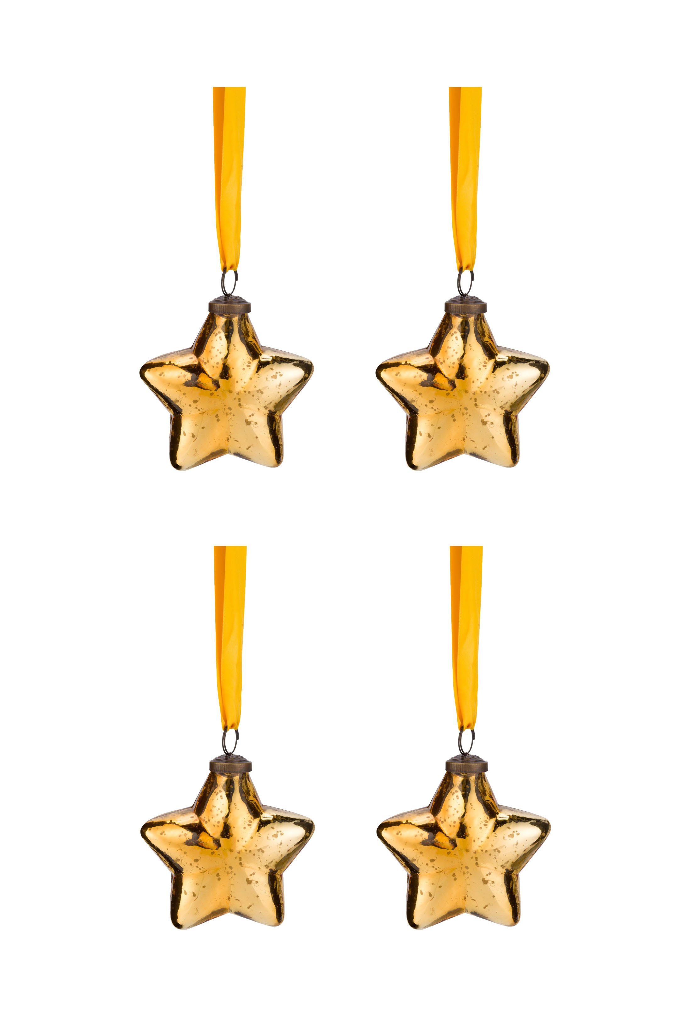 Набор (4 шт.) елочных украшений в форме звезды Glass Star Gold ракурс 2
