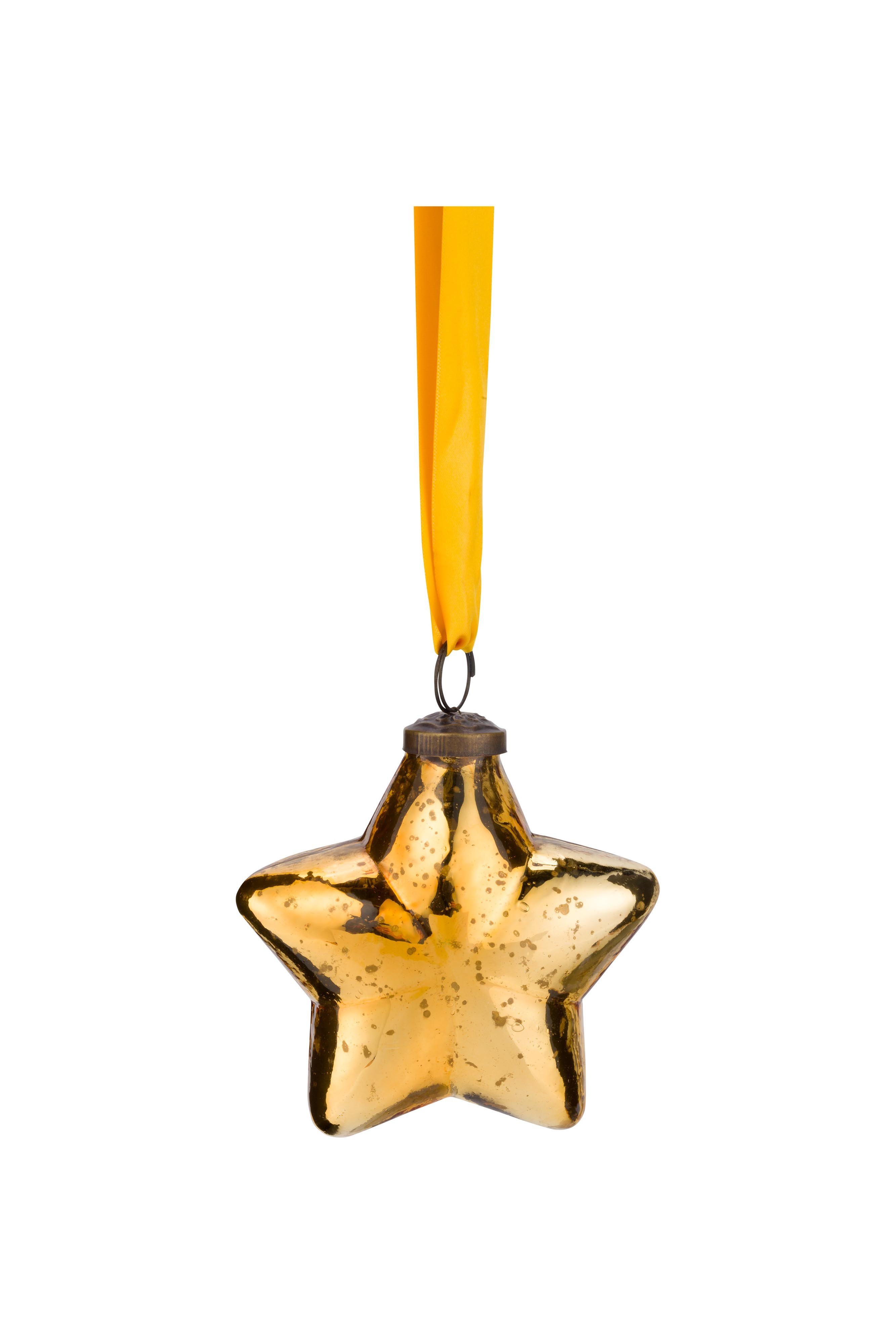 Набор (4 шт.) елочных украшений в форме звезды Glass Star Gold ракурс 3