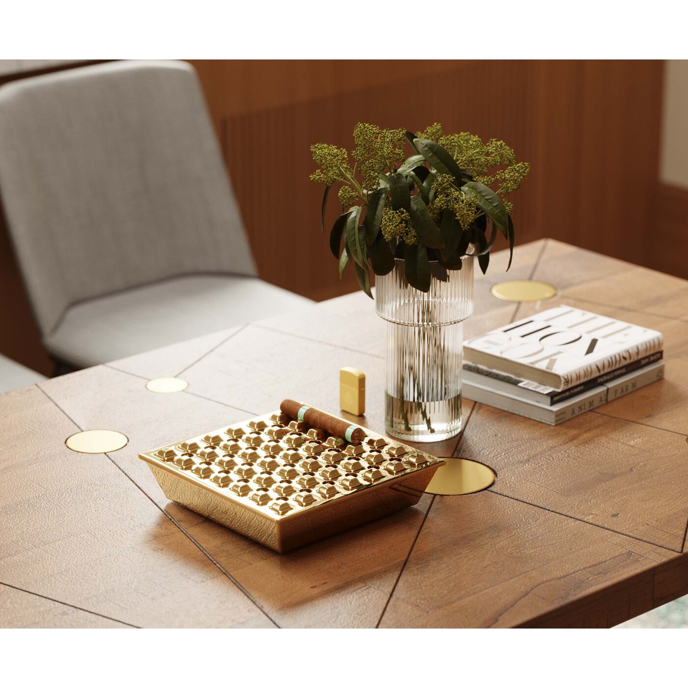 Пепельница Soho Square Brass ракурс 5