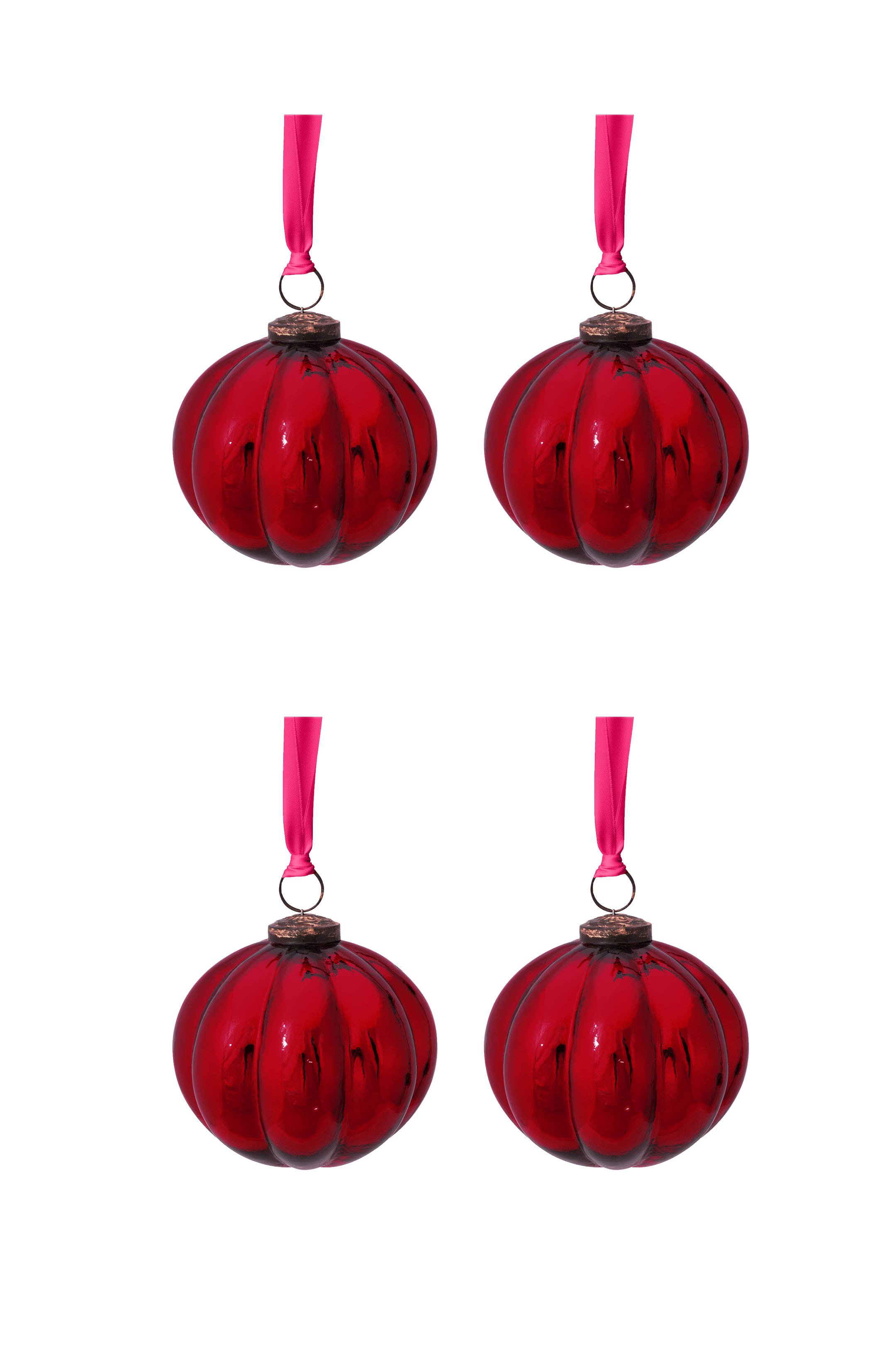 Набор (4 шт.) елочных украшений в форме звезды Glass Stripes Red ракурс 2