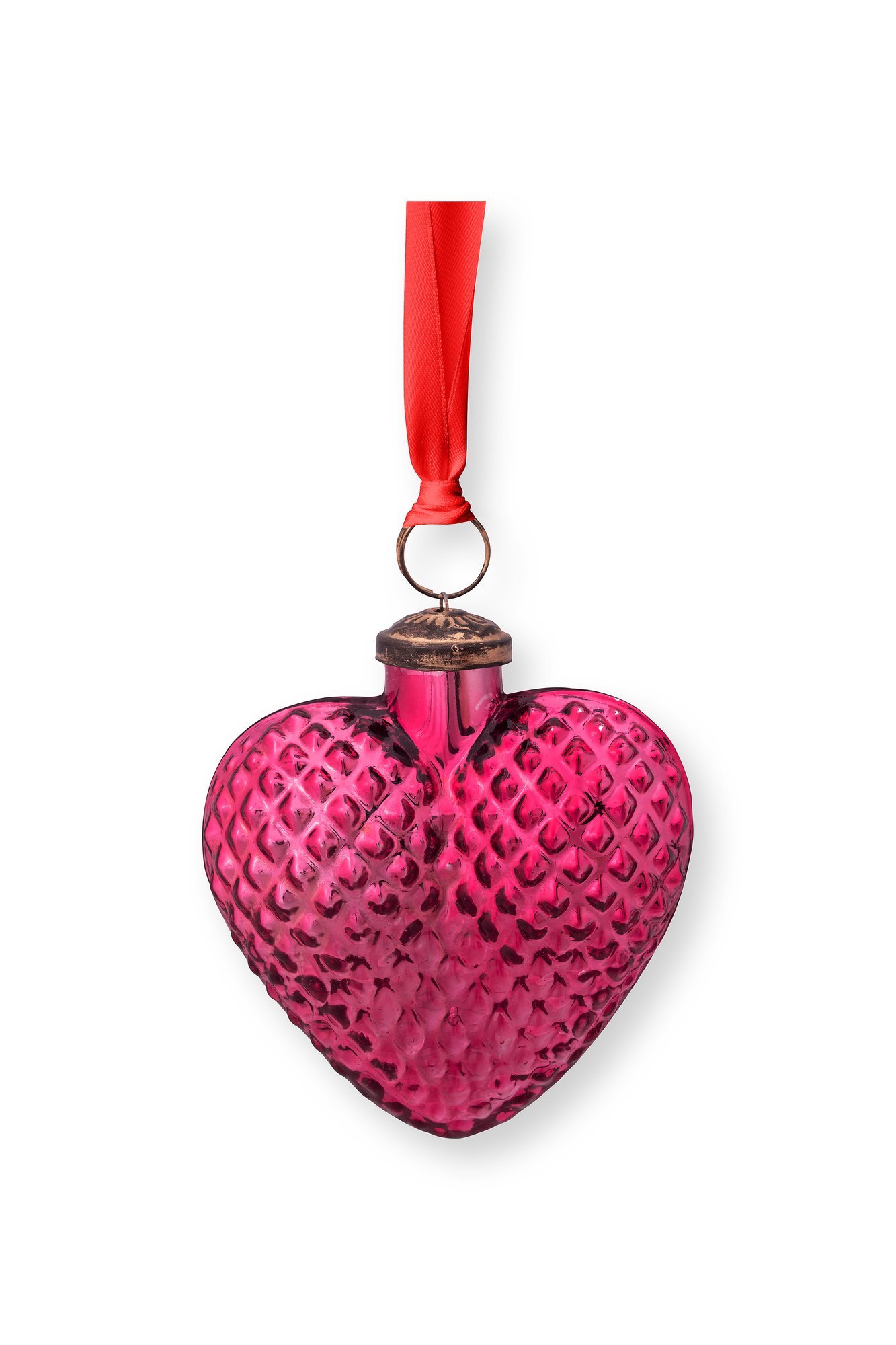 Набор (4 шт.) елочных украшений в форме сердца Glass Heart Pink ракурс 2