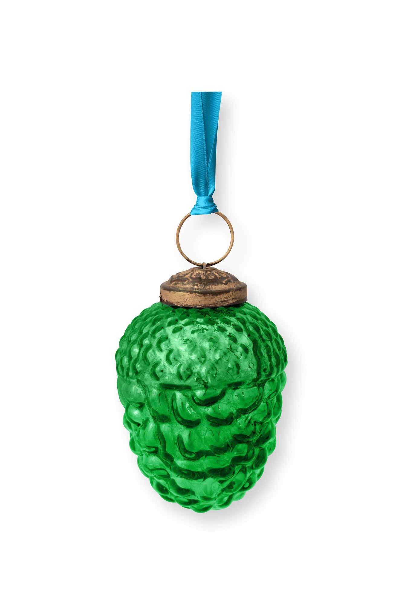 Набор (4 шт.) елочных украшений в форме шишки Glass Pine Cone Green ракурс 3
