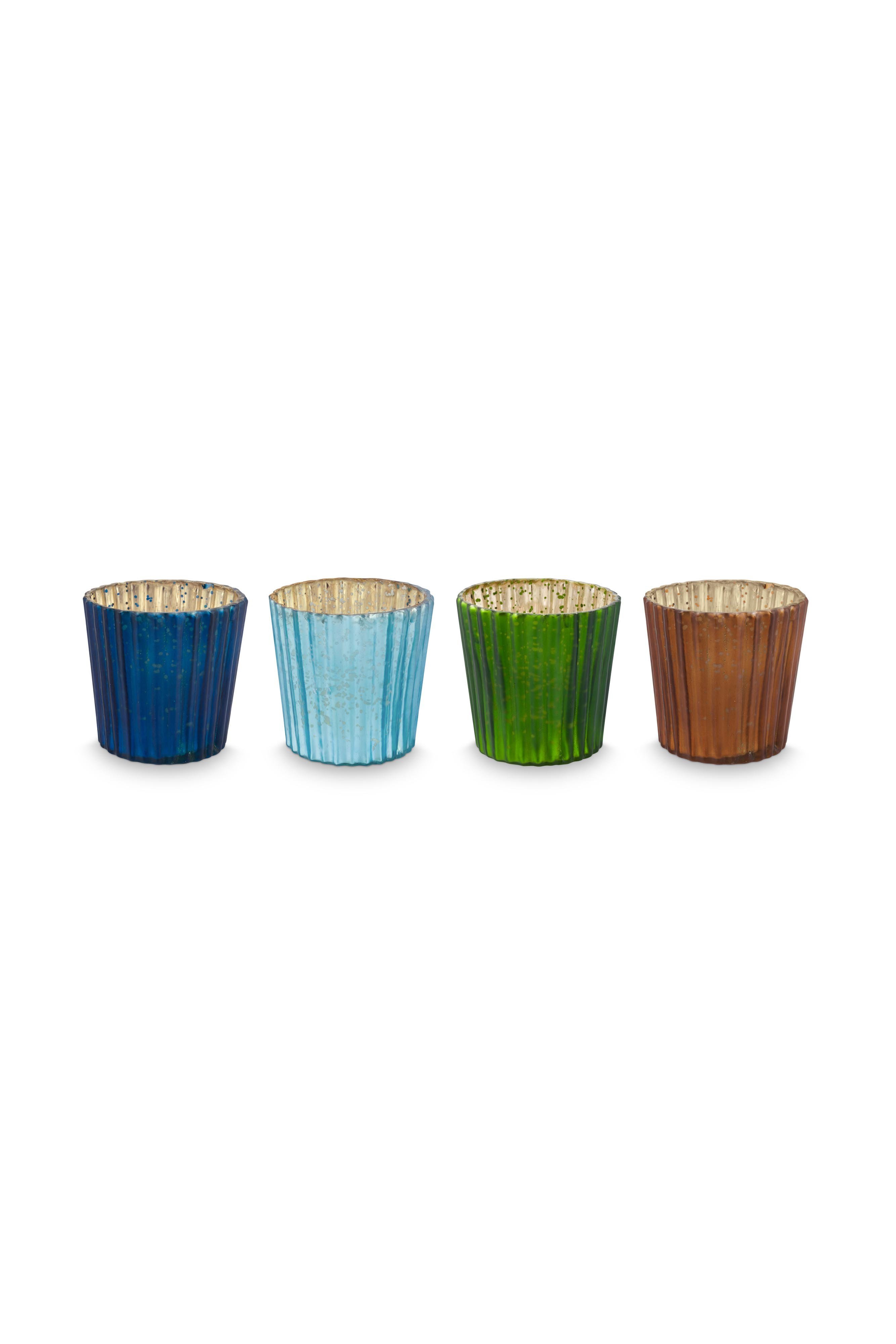 Набор (4 шт.) подсвечников маленьких Glass Blue ракурс 2