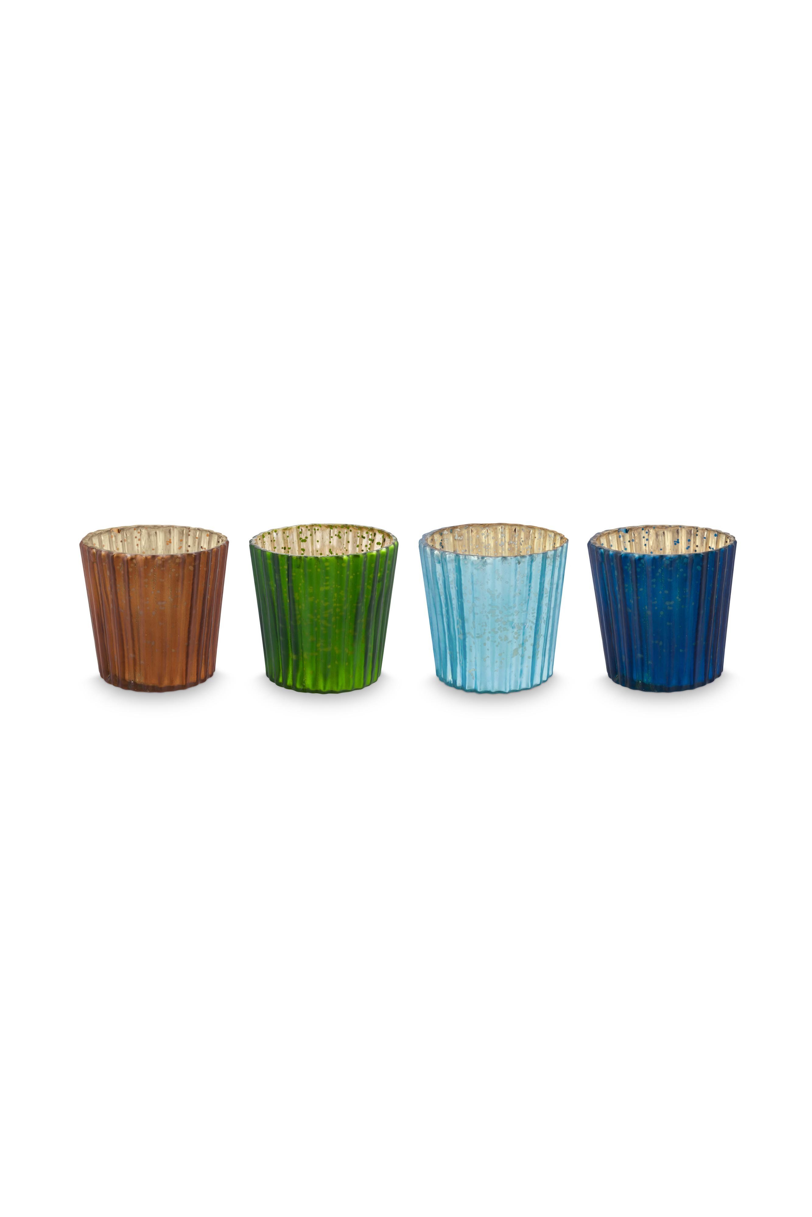 Набор (4 шт.) подсвечников маленьких Glass Blue ракурс 3