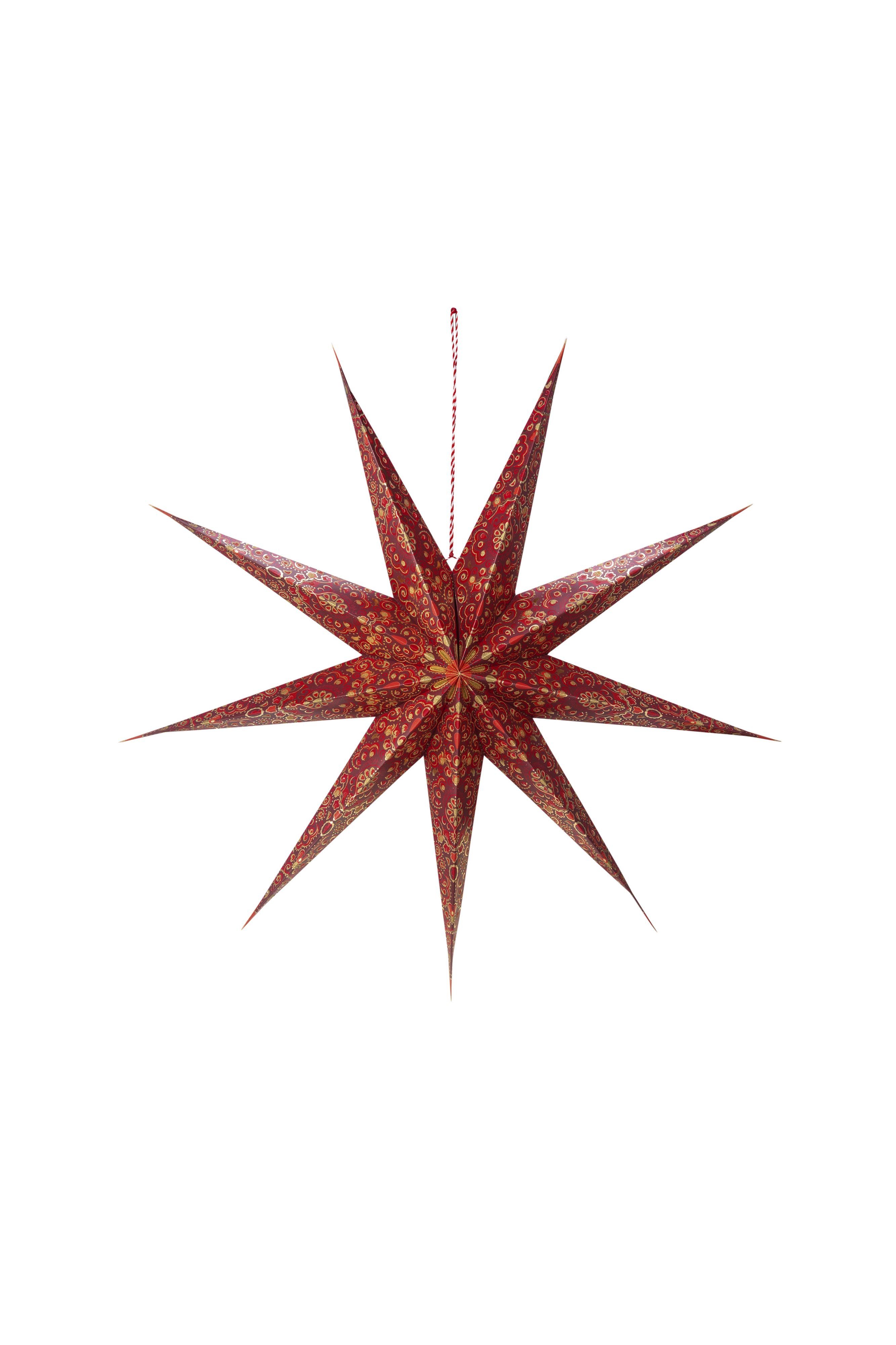 Звезда подвесная декоративная рождественская Star Paper Overall Print Dark Red ракурс 2