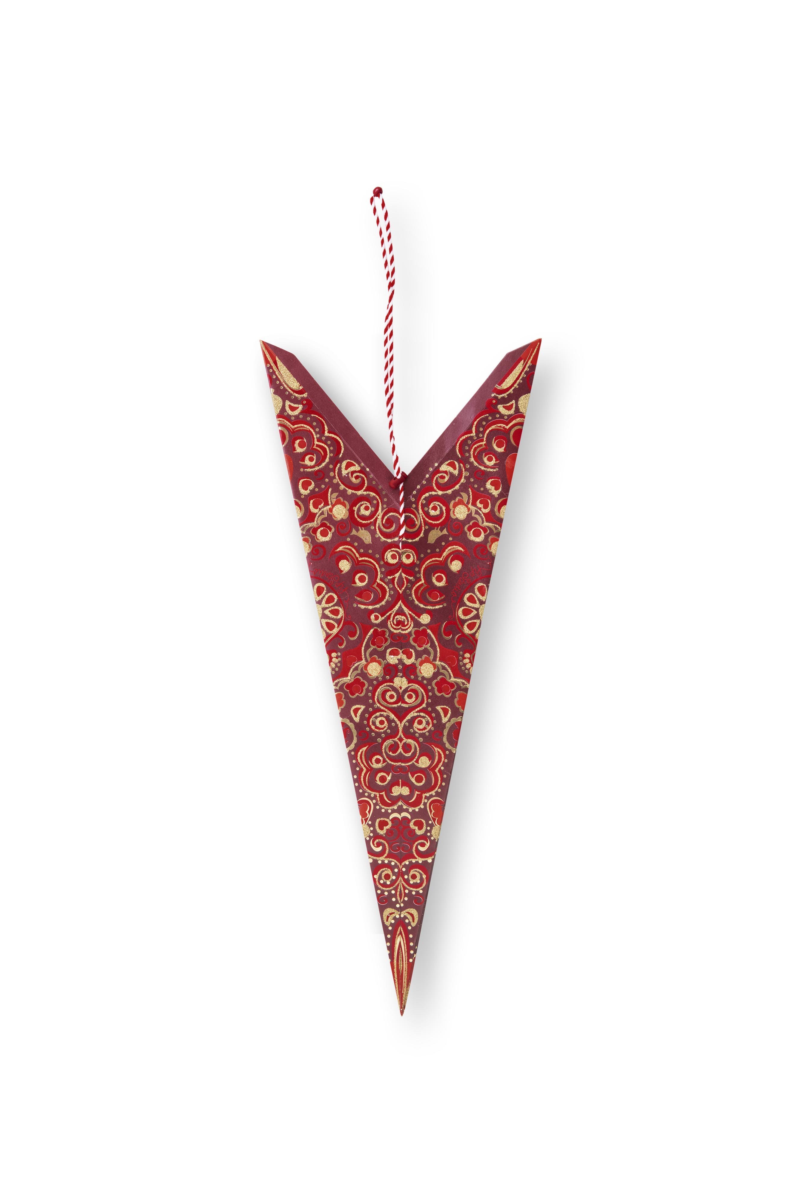 Звезда подвесная декоративная рождественская Star Paper Overall Print Dark Red ракурс 4
