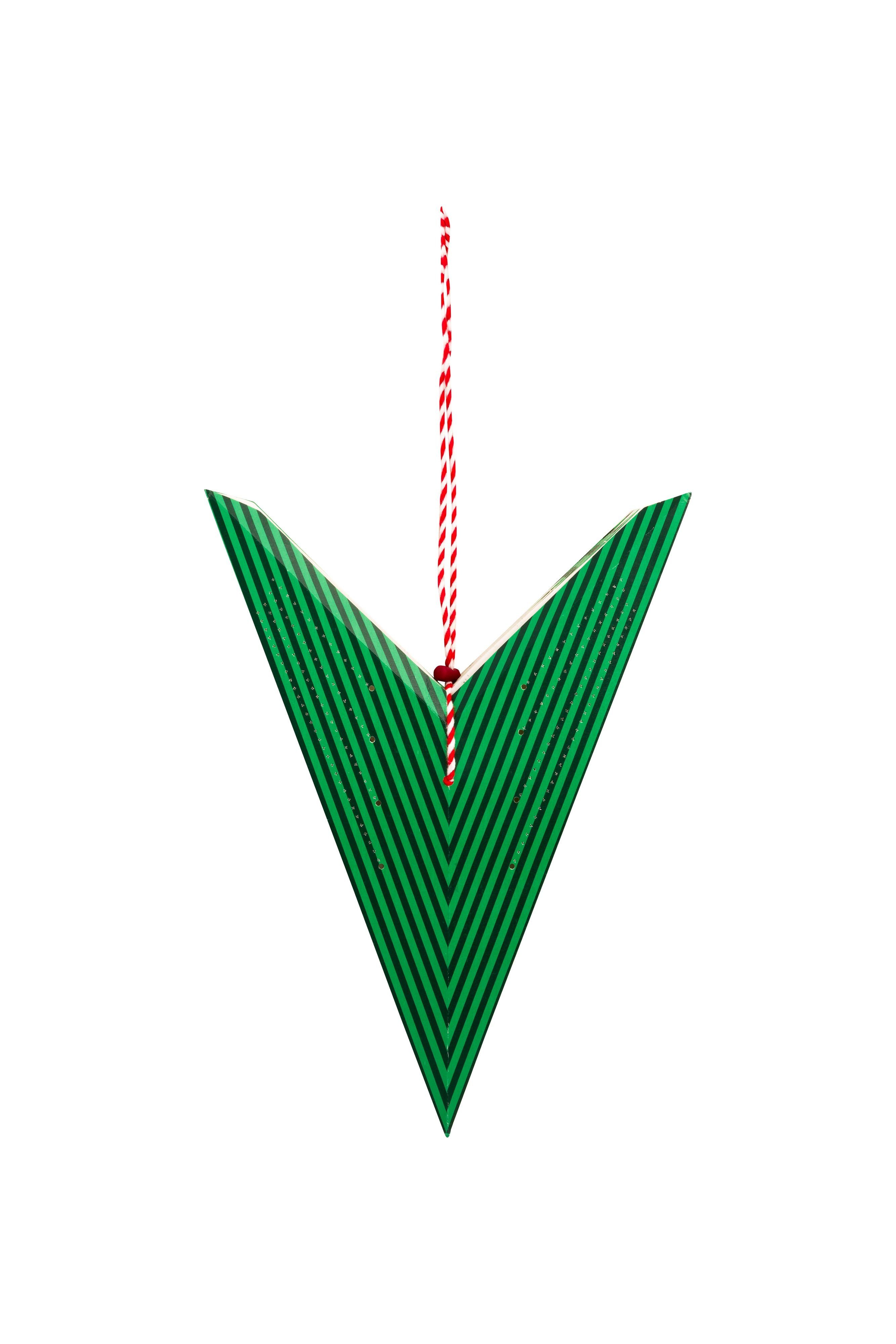 Звезда подвесная декоративная рождественская Star Paper Stripes Dark Green ракурс 3